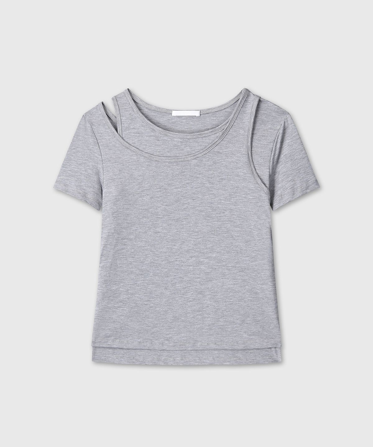 다이브인 우먼(DIVEIN WOMEN) DOUBLE LAYERED T-SHIRTS (MELANGE GRAY)