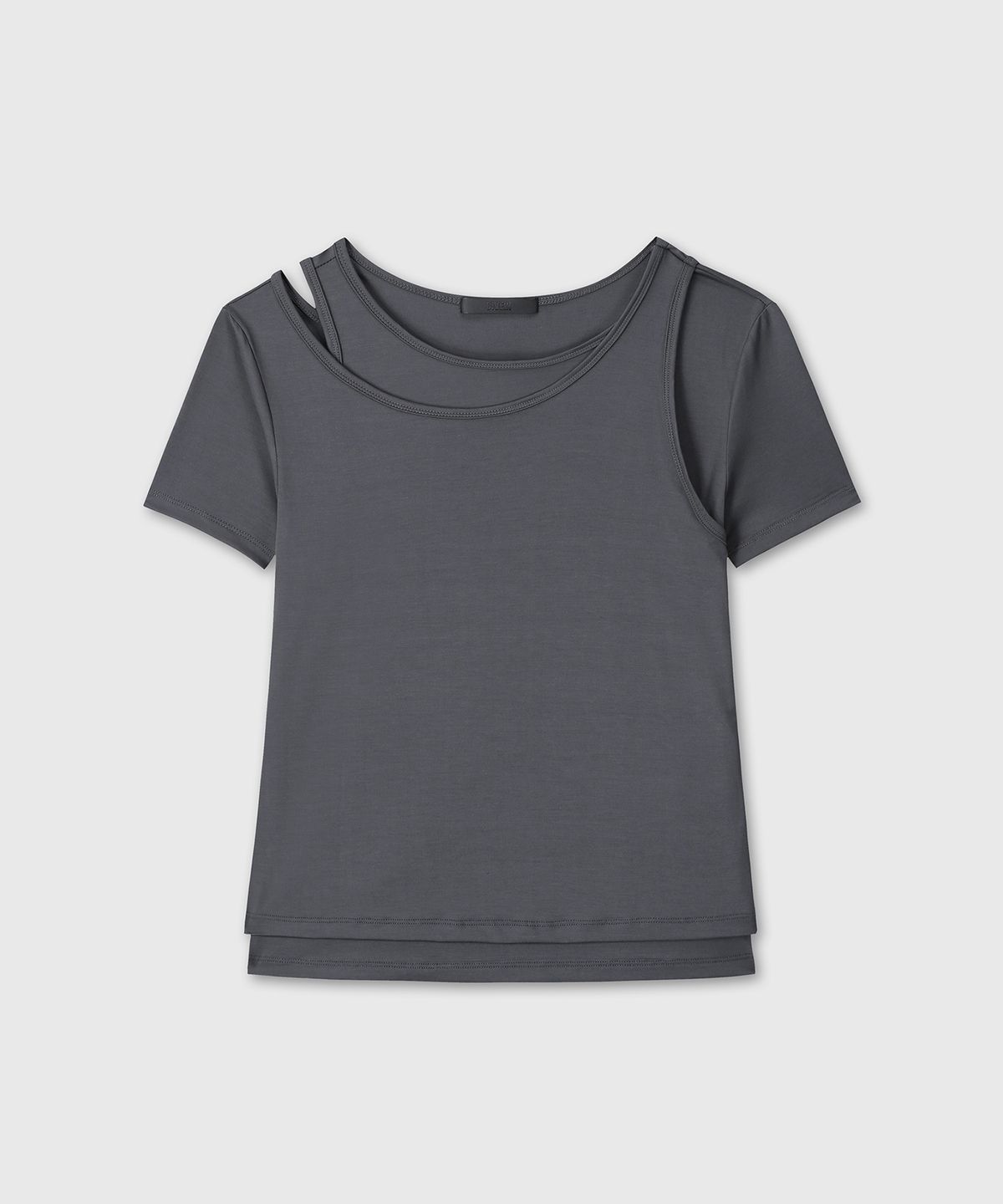 다이브인 우먼(DIVEIN WOMEN) DOUBLE LAYERED T-SHIRTS (CHARCOAL)