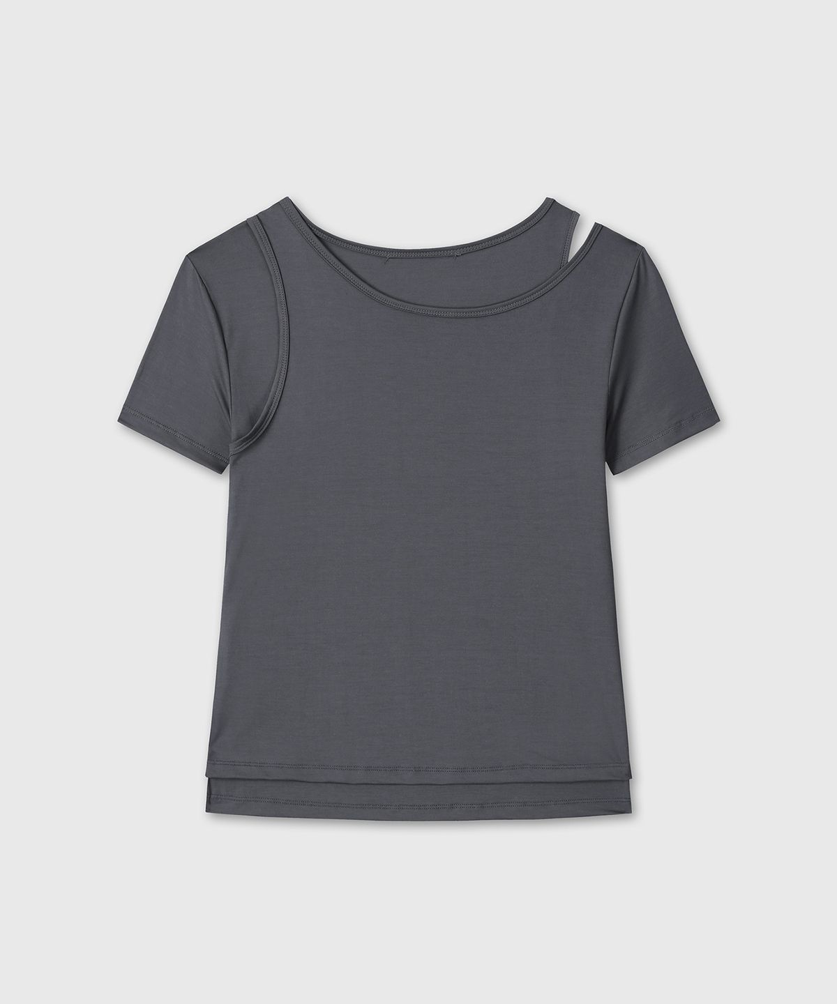 다이브인 우먼(DIVEIN WOMEN) DOUBLE LAYERED T-SHIRTS (CHARCOAL)