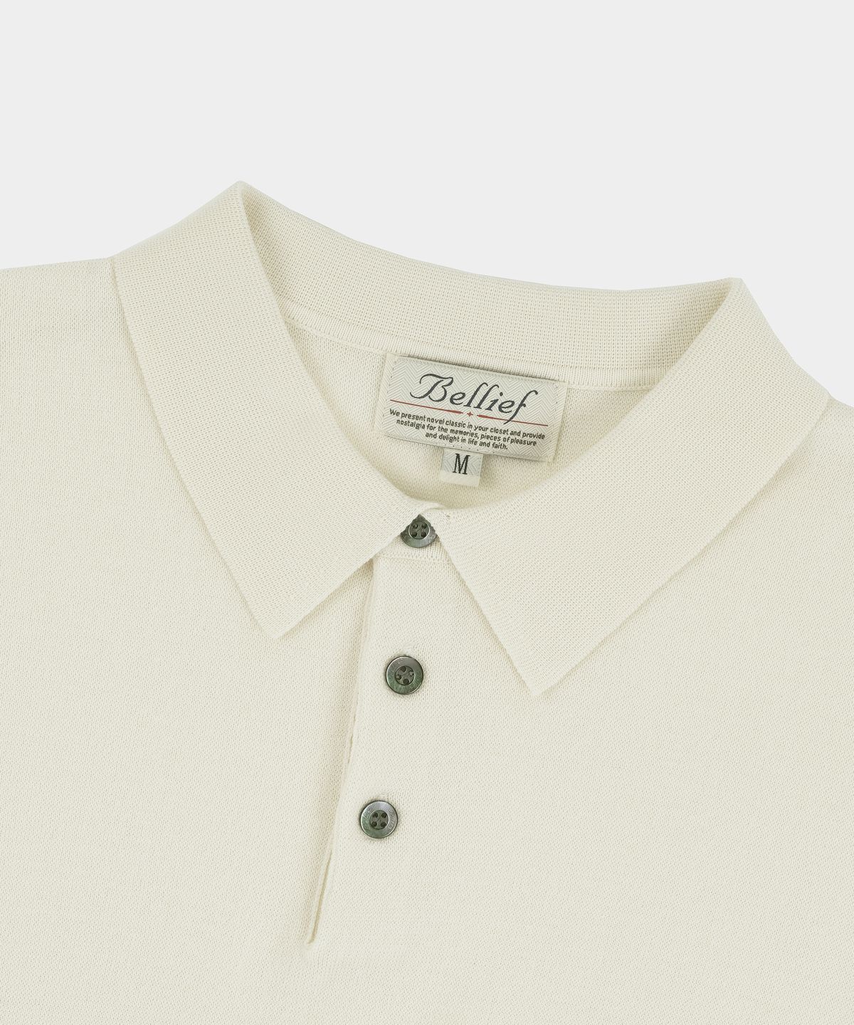 벨리프(BELLIEF) Essential Hard Twist Cotton Short Sleeve Polo Knit (Ivory)