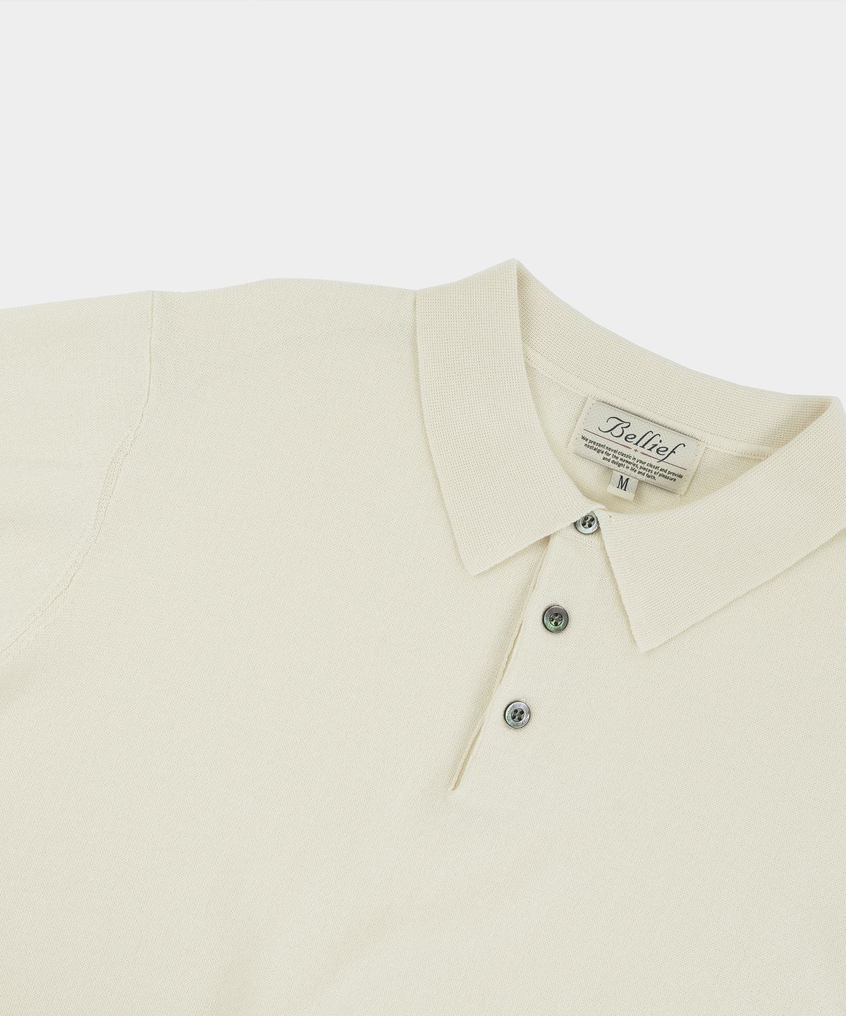 벨리프(BELLIEF) Essential Hard Twist Cotton Short Sleeve Polo Knit (Ivory)