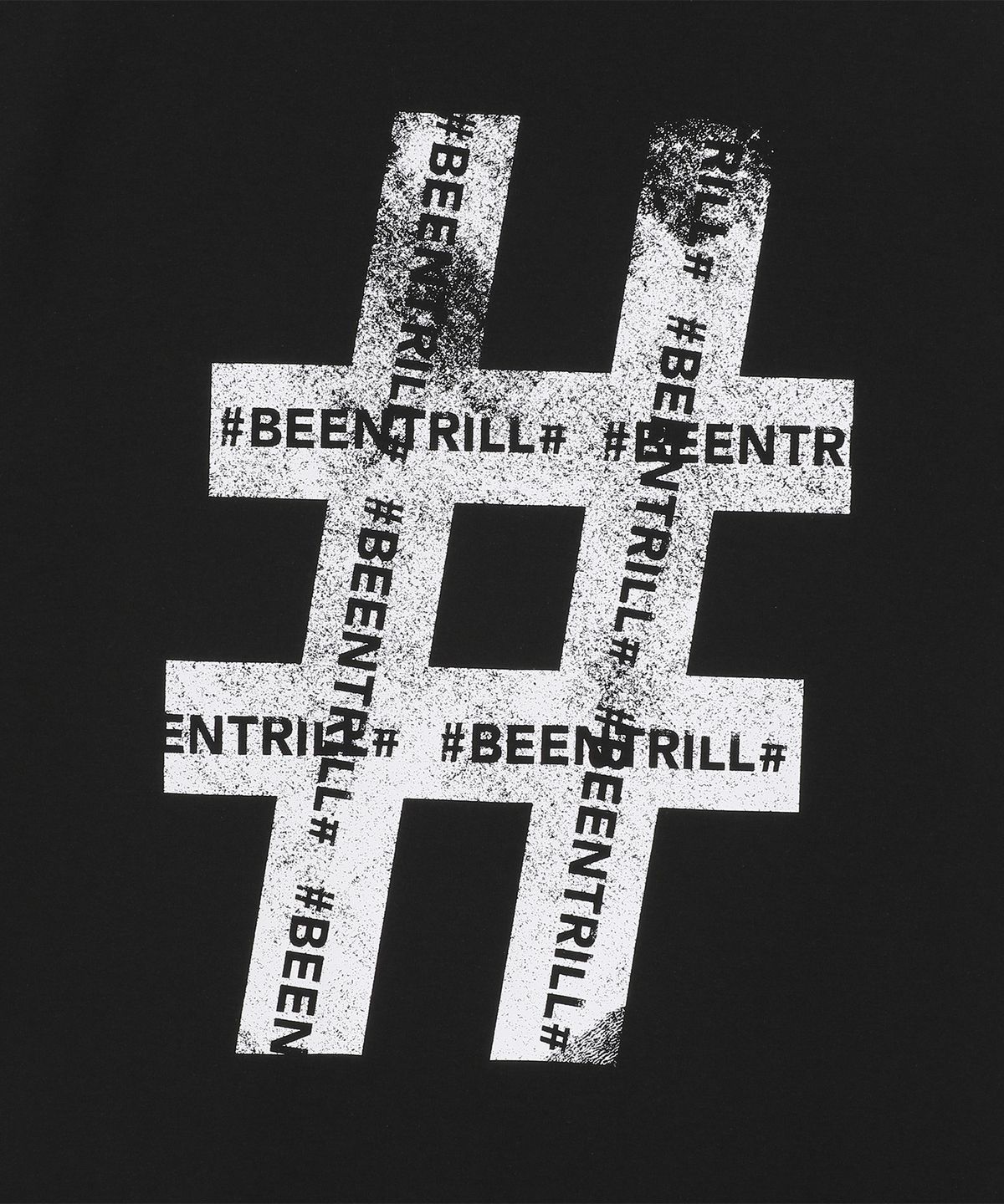 빈트릴(BEENTRILL) 빈티지 해시태그 머슬핏 반팔티(블랙)