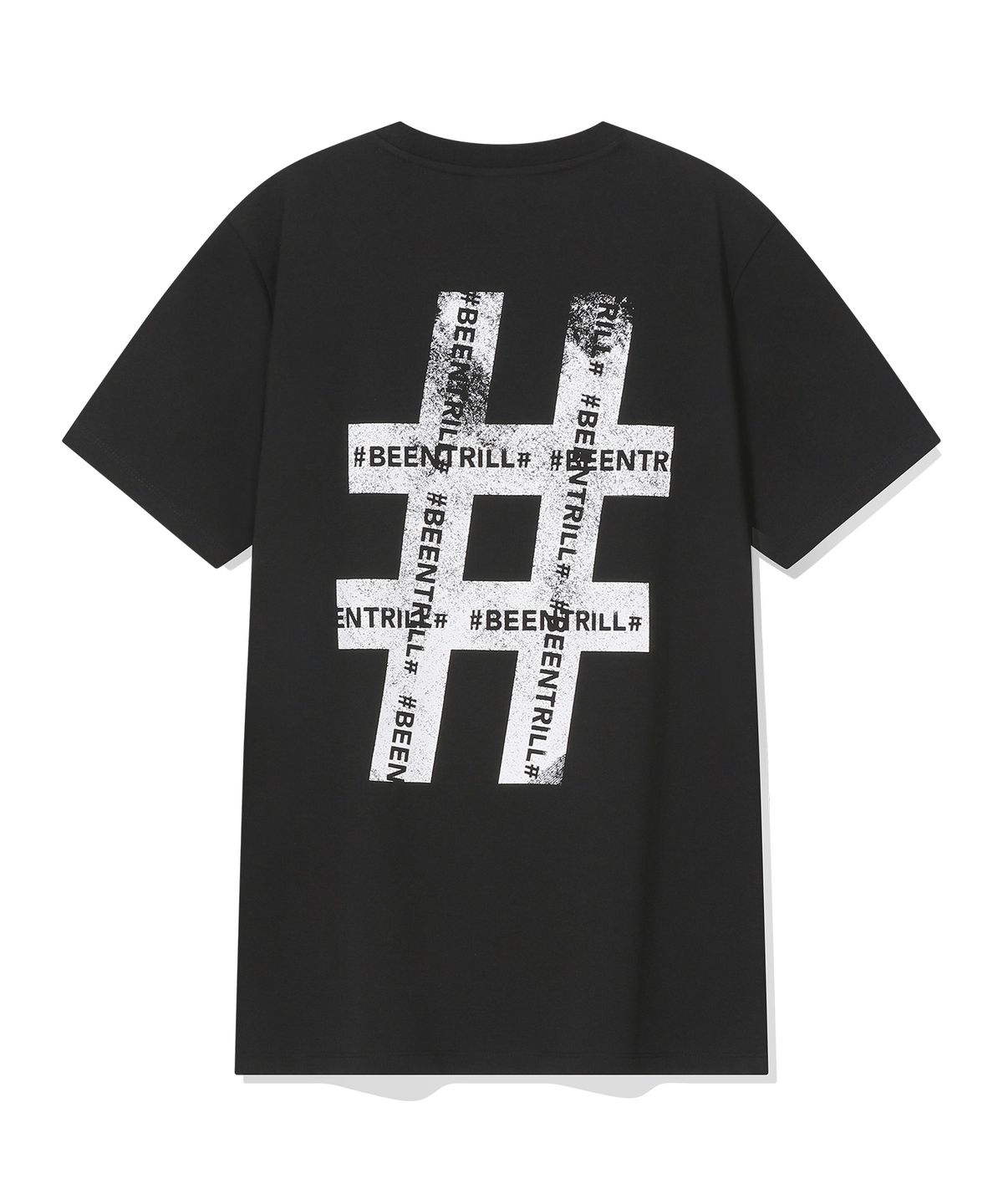 빈트릴(BEENTRILL) 빈티지 해시태그 머슬핏 반팔티(블랙)