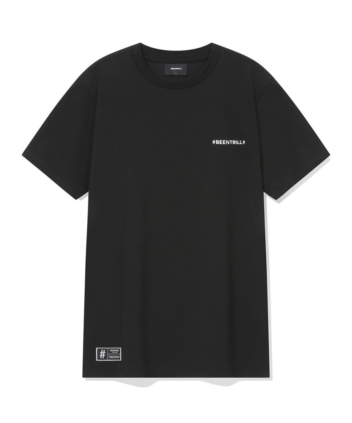 빈트릴(BEENTRILL) 빈티지 해시태그 머슬핏 반팔티(블랙)