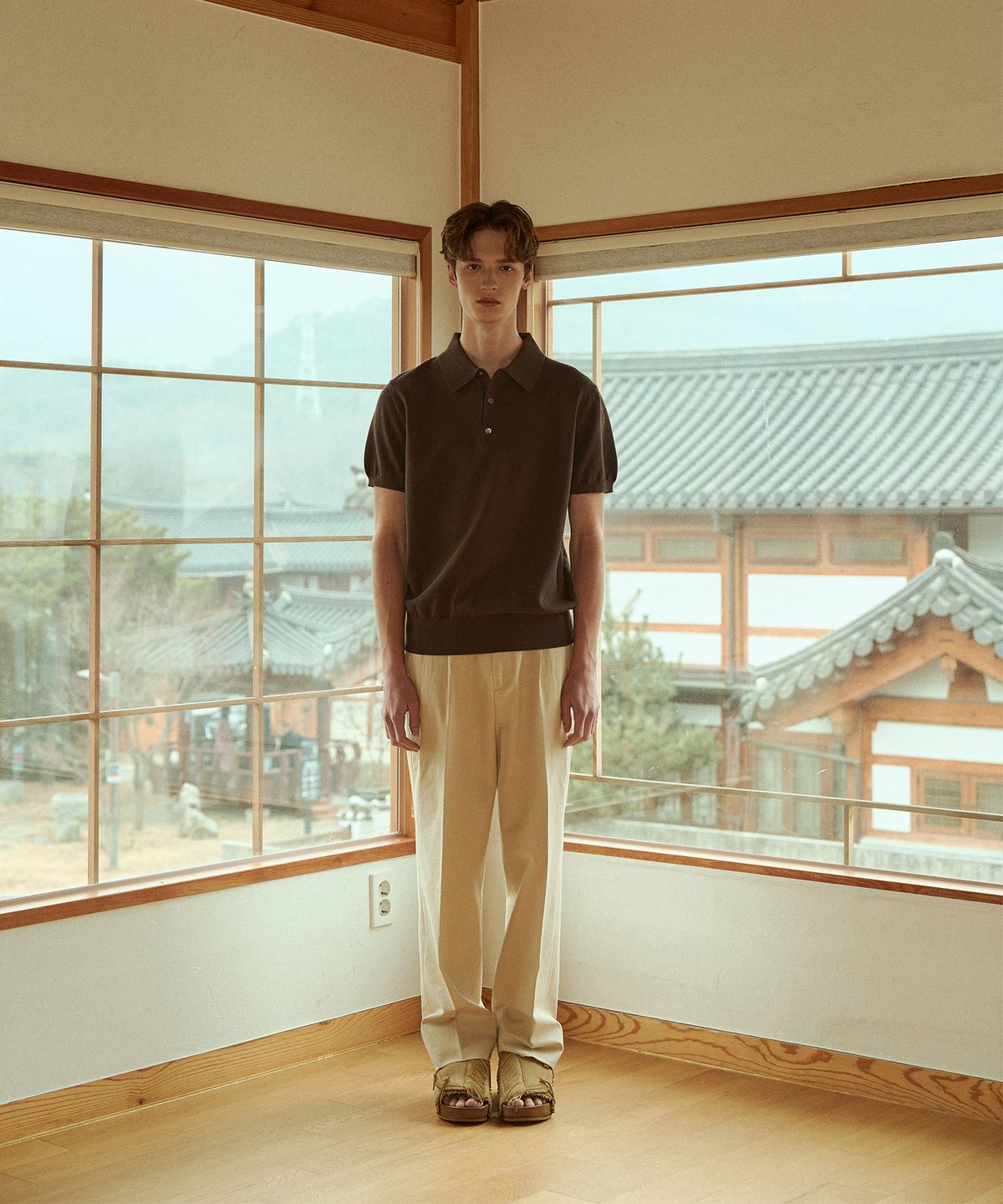 벨리프(BELLIEF) Essential Hard Twist Cotton Short Sleeve Polo Knit (Brown)