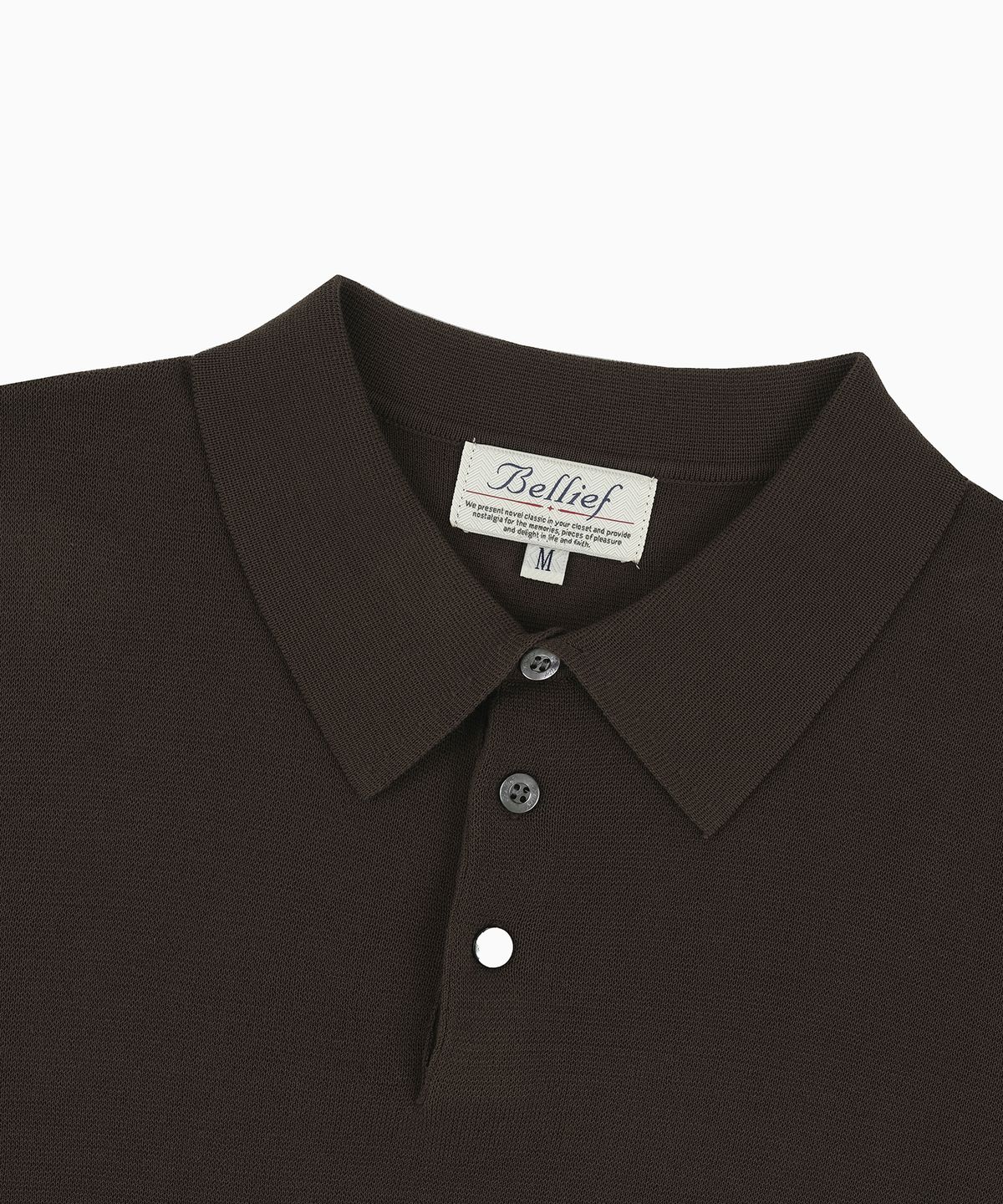 벨리프(BELLIEF) Essential Hard Twist Cotton Short Sleeve Polo Knit (Brown)