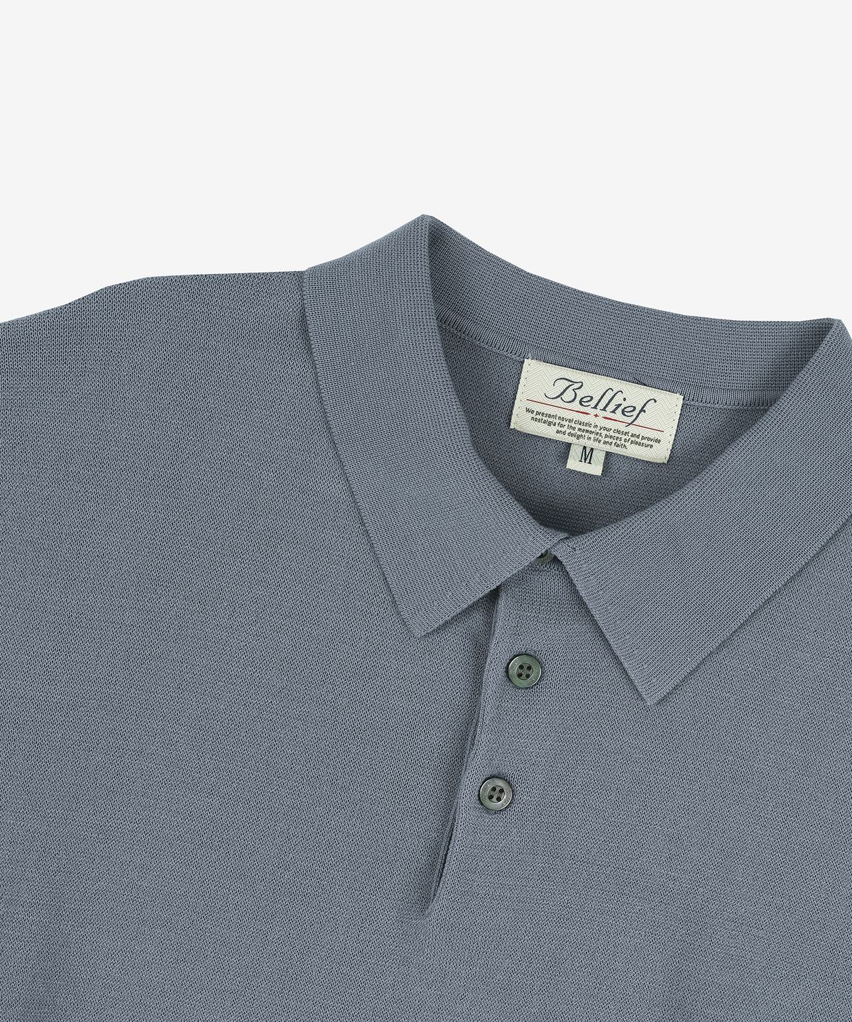 벨리프(BELLIEF) Essential Hard Twist Cotton Short Sleeve Polo Knit (Ice Blue)