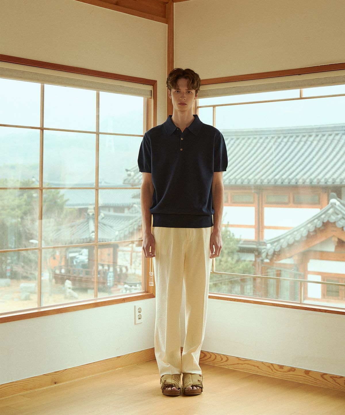 벨리프(BELLIEF) Essential Hard Twist Cotton Short Sleeve Polo Knit (Navy)