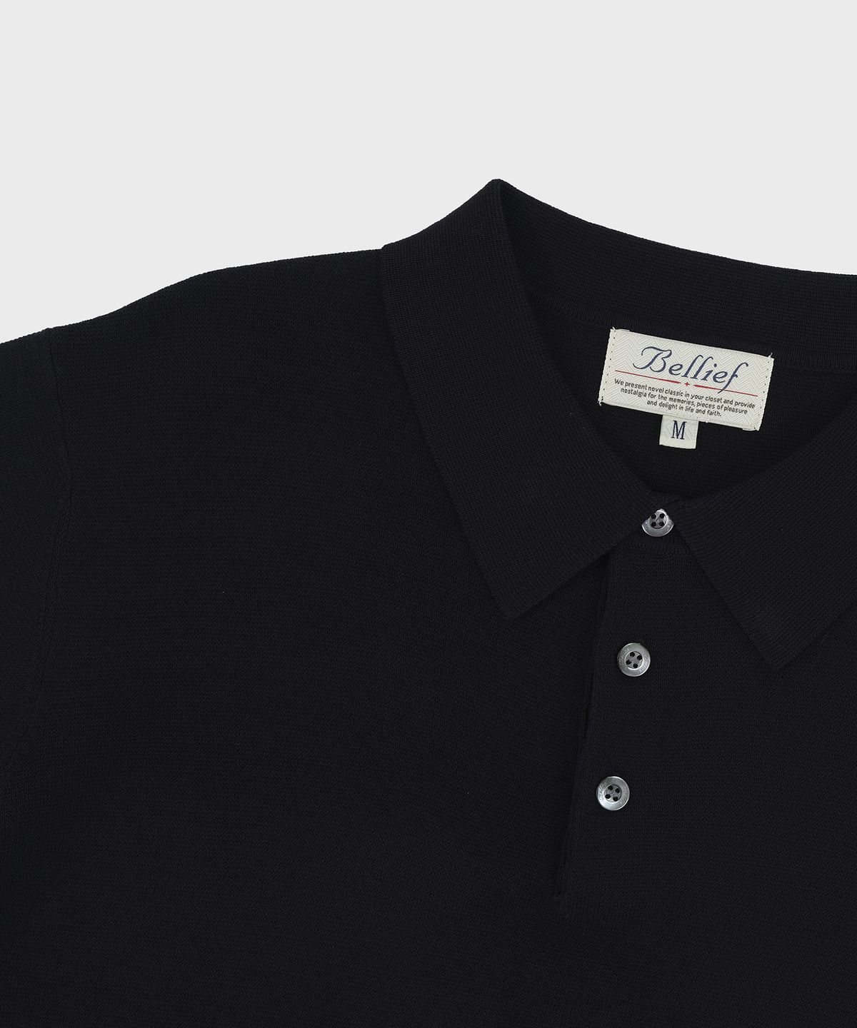 벨리프(BELLIEF) Essential Hard Twist Cotton Short Sleeve Polo Knit (Navy)