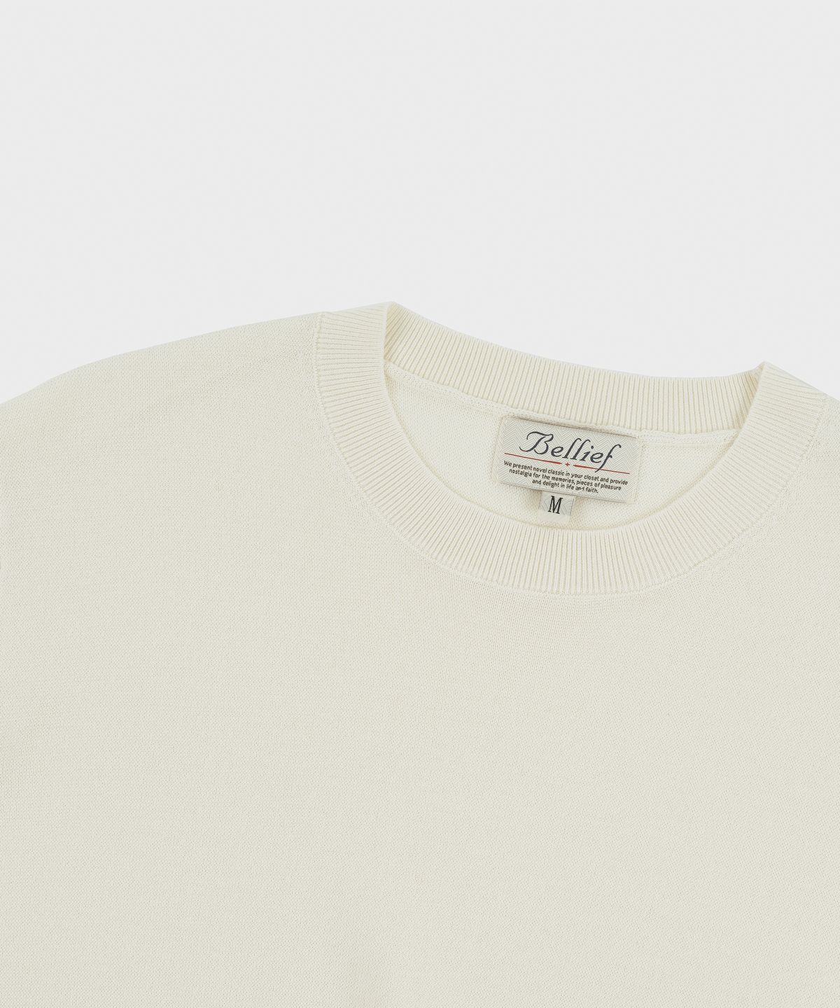 벨리프(BELLIEF) Essential Hard Twist Cotton Short Sleeve Knit (Ivory)