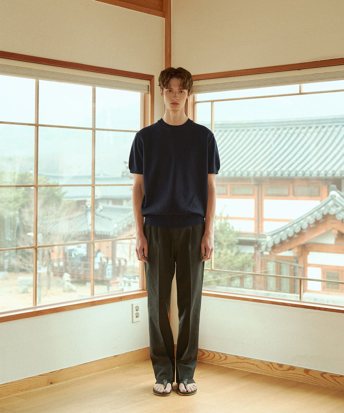 벨리프(BELLIEF) Essential Hard Twist Cotton Short Sleeve Knit (Navy)
