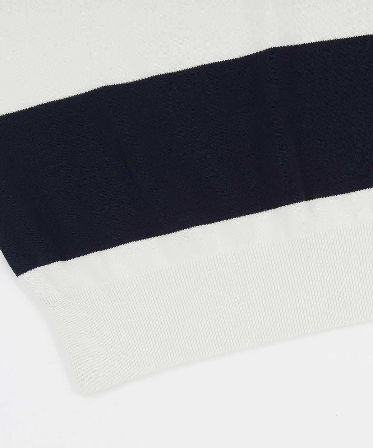 벨리프(BELLIEF) Essential Hard Twist Cotton Short Sleeve Striped Knit (Ivory/Navy)