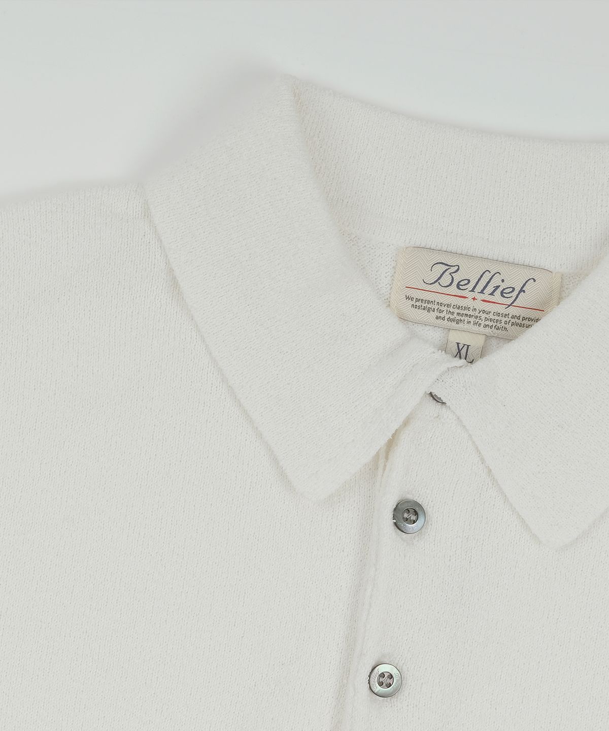 벨리프(BELLIEF) Essential Boucle Cotton Short-Sleeve Polo Knit (Ecru)