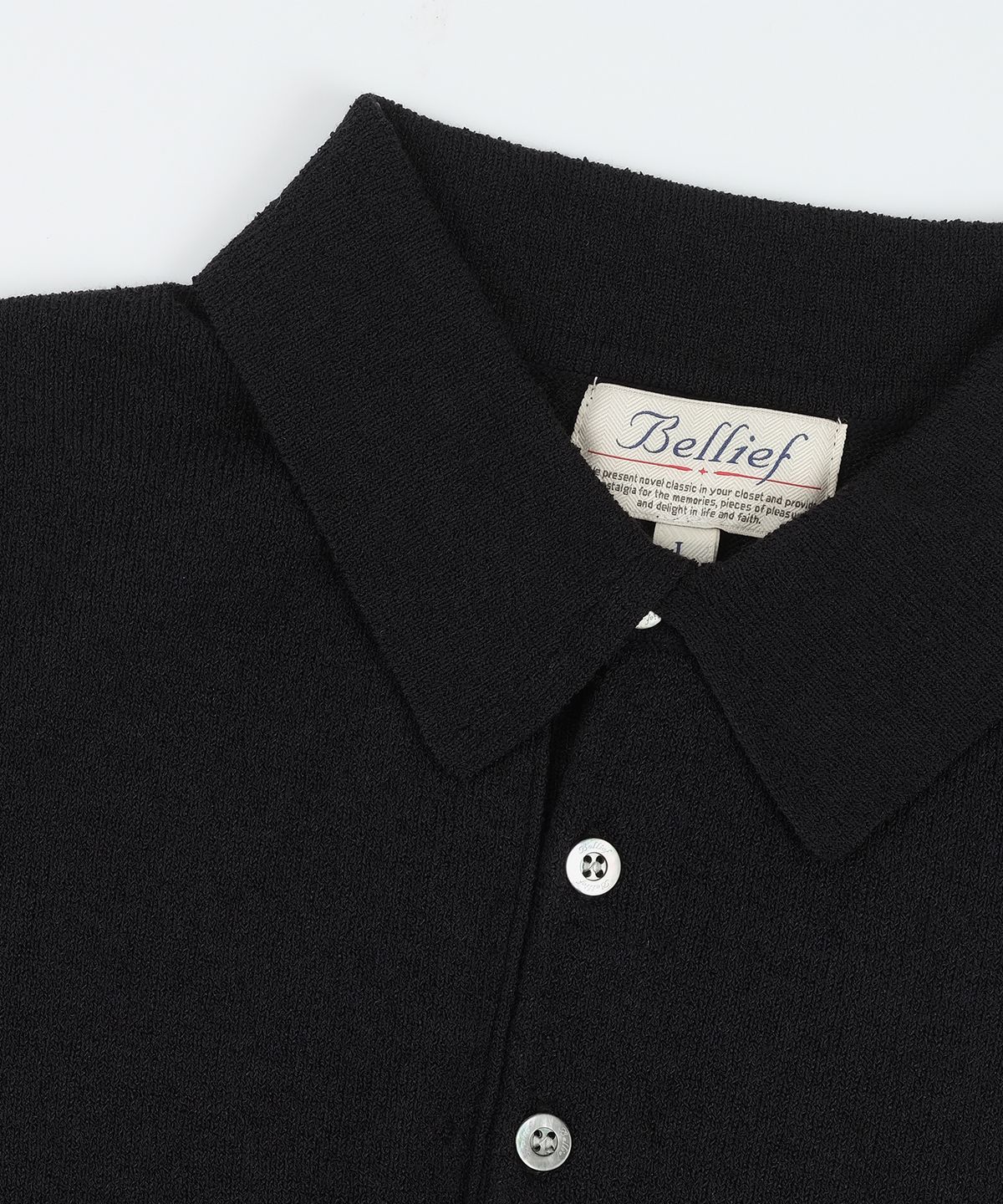 벨리프(BELLIEF) Essential Boucle Cotton Short-Sleeve Polo Knit (Black)