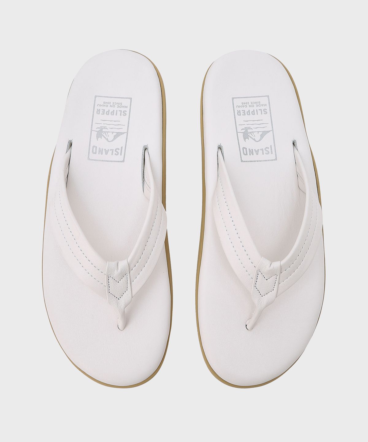아일랜드 슬리퍼(ISLAND SLIPPER) 남여공용 흰색 클래식 레더 Y 슬라이드