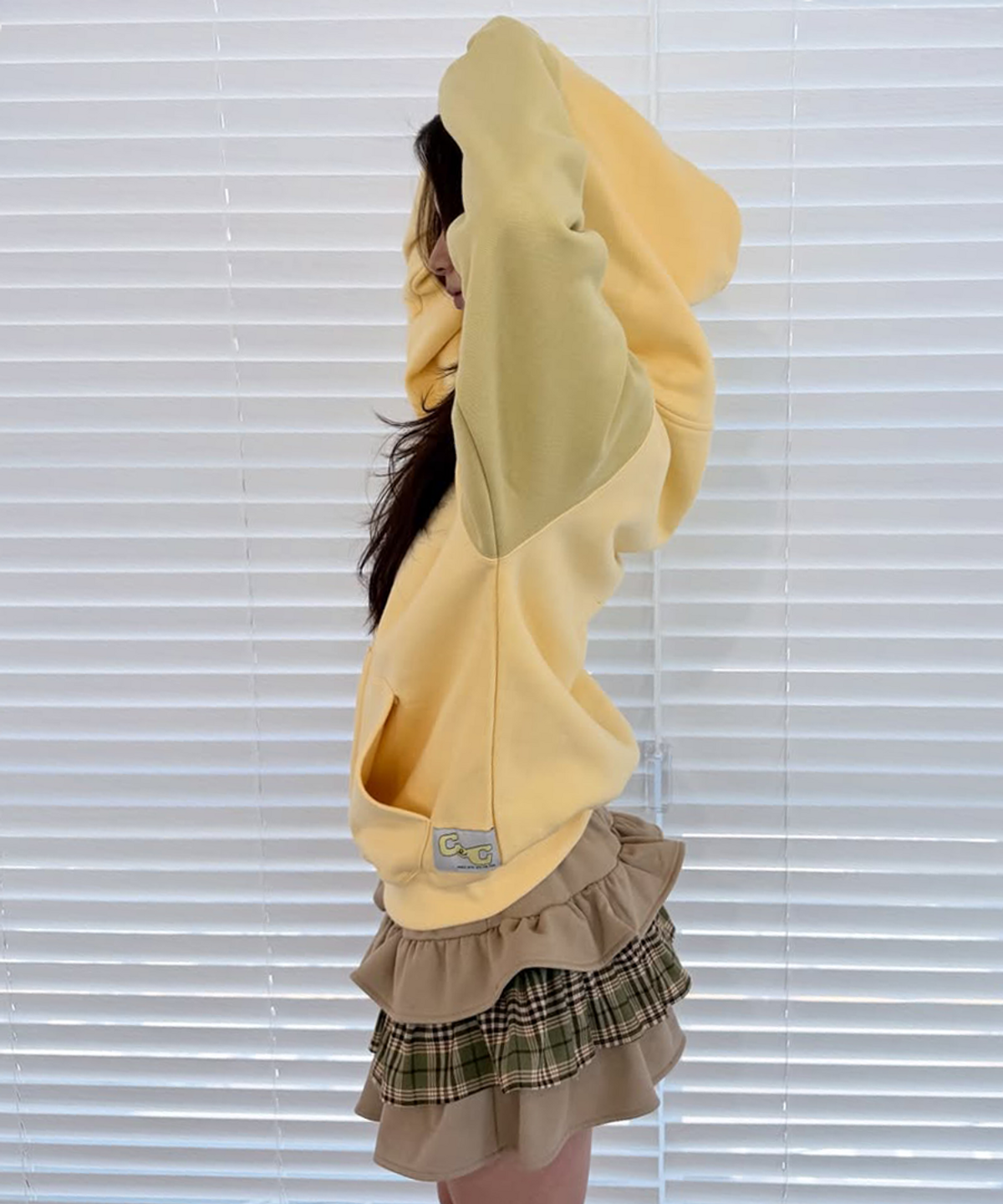 챈스챈스(CHANCECHANCE) CEC LABEL ZIP-UP HOODIE (LEMON)