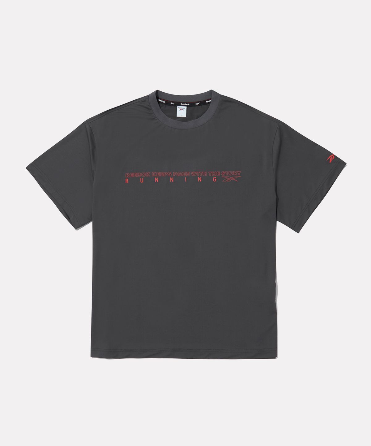 리복(REEBOK) 러닝 그래픽 쿨링 반팔티 - 차콜