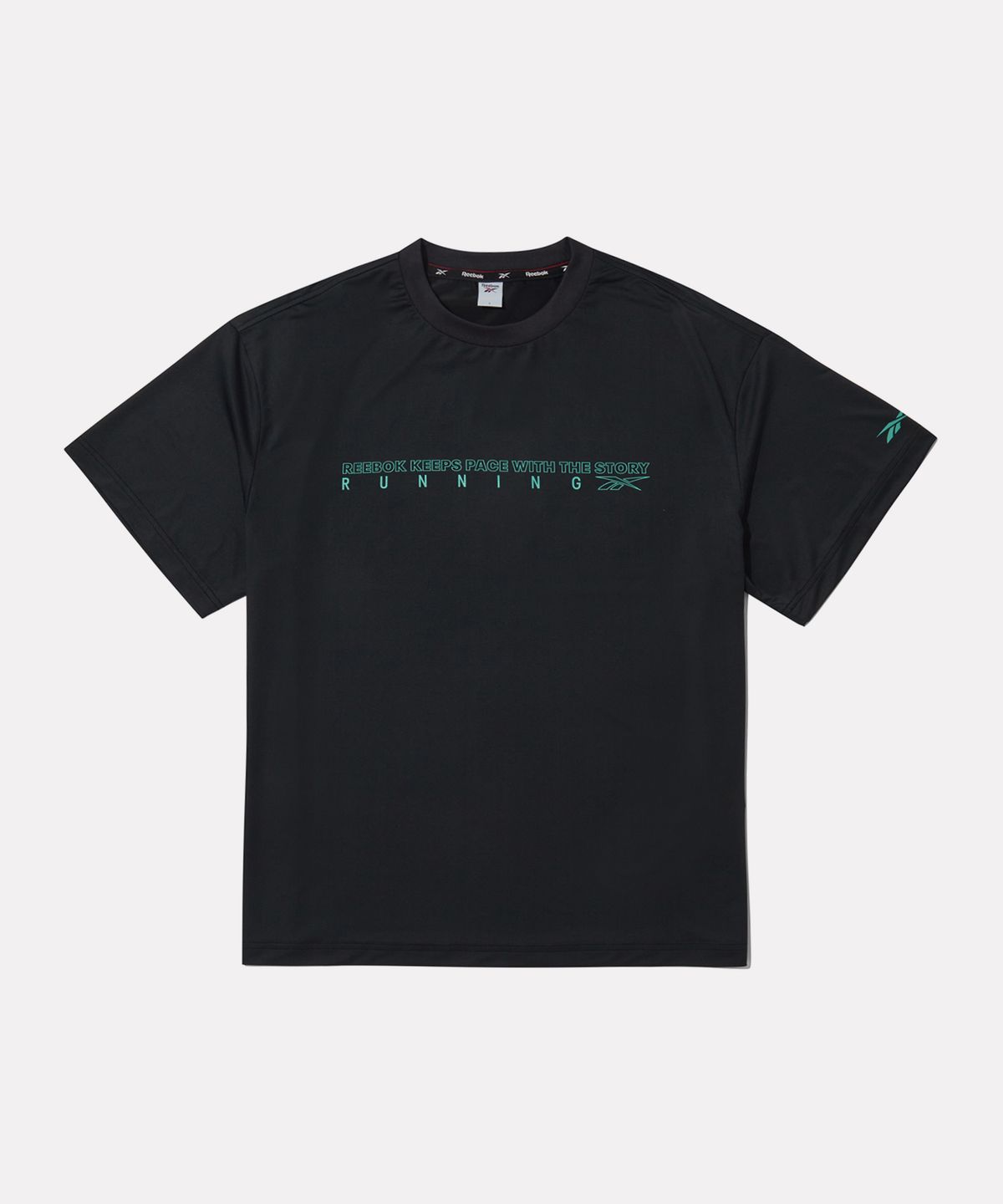 리복(REEBOK) 러닝 그래픽 쿨링 반팔티 - 블랙