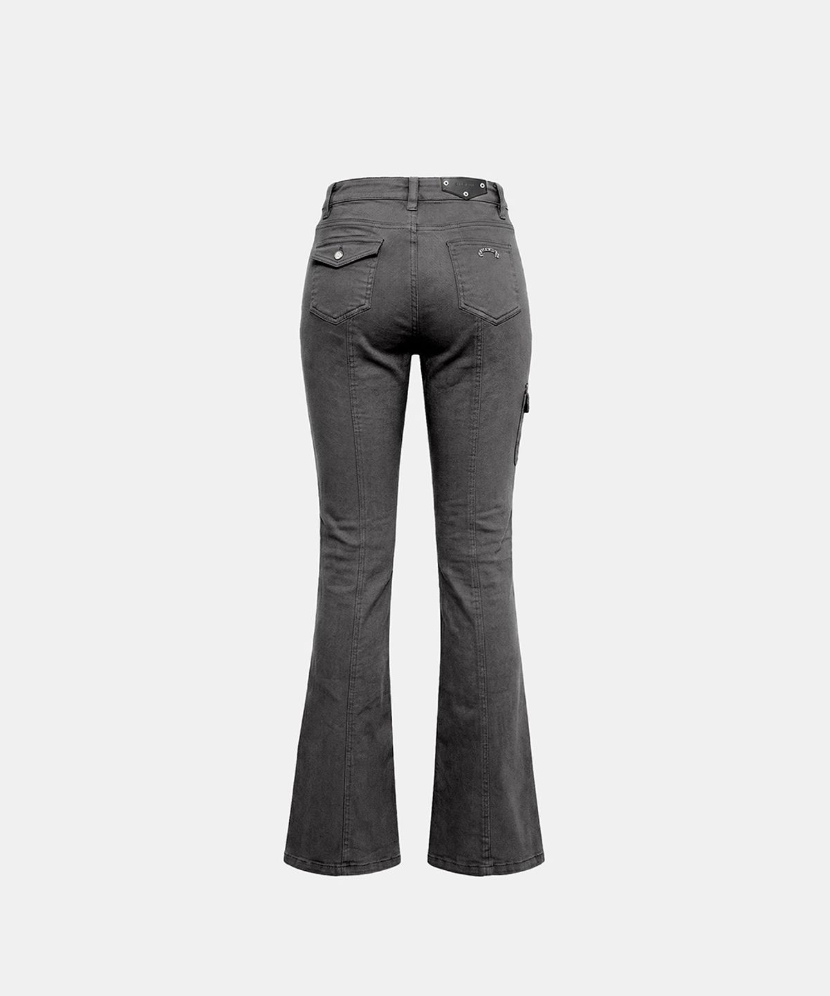 배드블러드(BADBLOOD) 109 Low-Rise Cargo Bootcut Pants - Charcoal