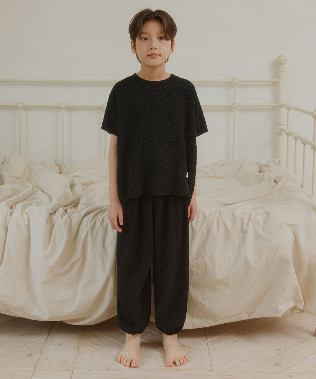 웬즈데이오아시스 키즈(WEDNESDAYOASIS KIDS) [Kids]버블 밴딩 팬츠_BLACK(WB6ST01)