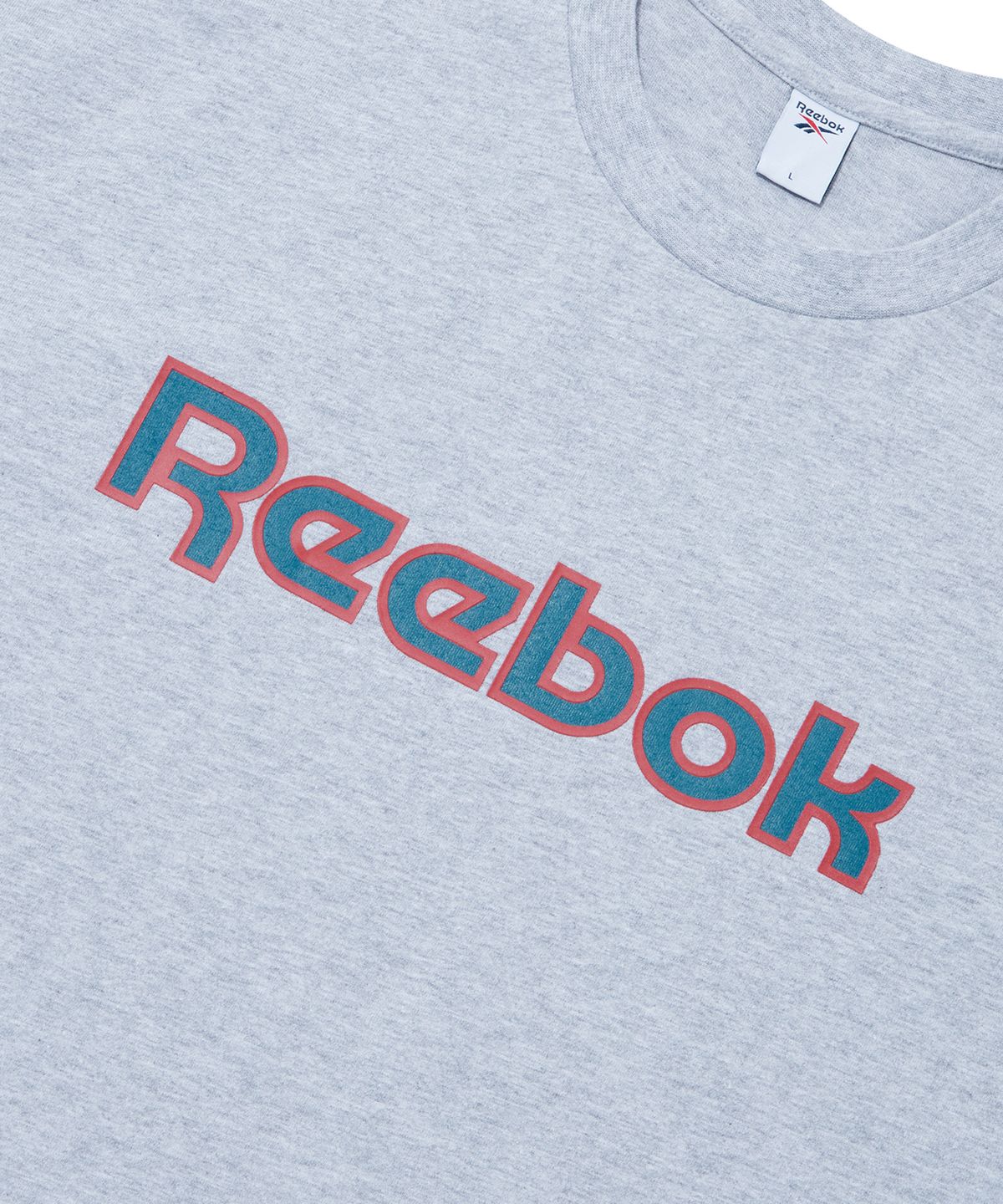 리복(REEBOK) [리복x발란사] 레터링 로고 반팔티 - 멜란지 그레이