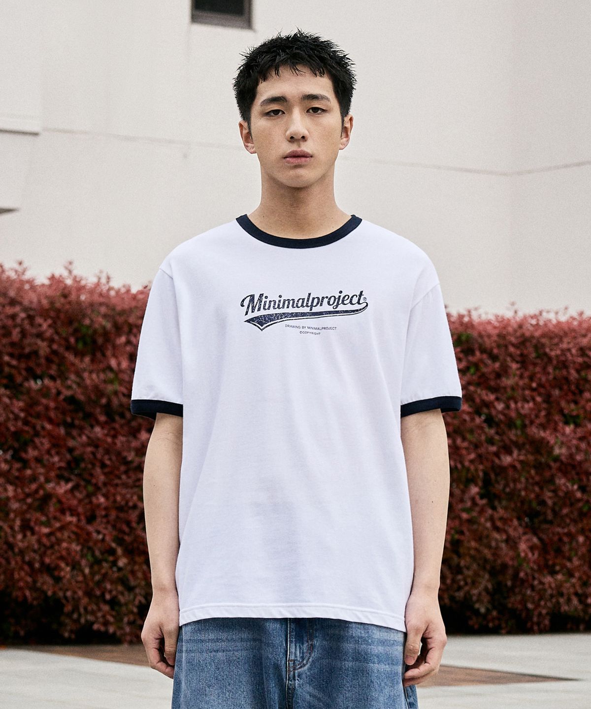 미니멀프로젝트(MINIMALPROJECT) 워시드 드로잉 링거 반팔 티셔츠 MST185 [WHITE]