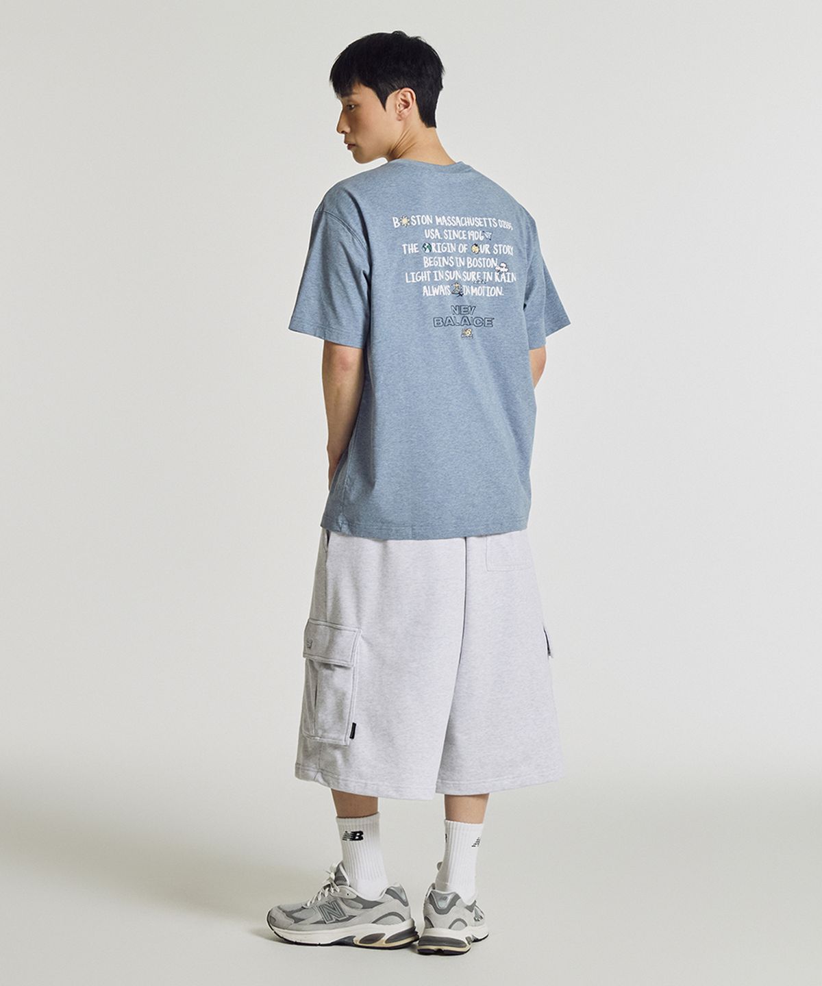 뉴발란스(NEW BALANCE) NBNEG31663 / UNI 써니 레이니 레터링 반팔티 (M/BLUE)