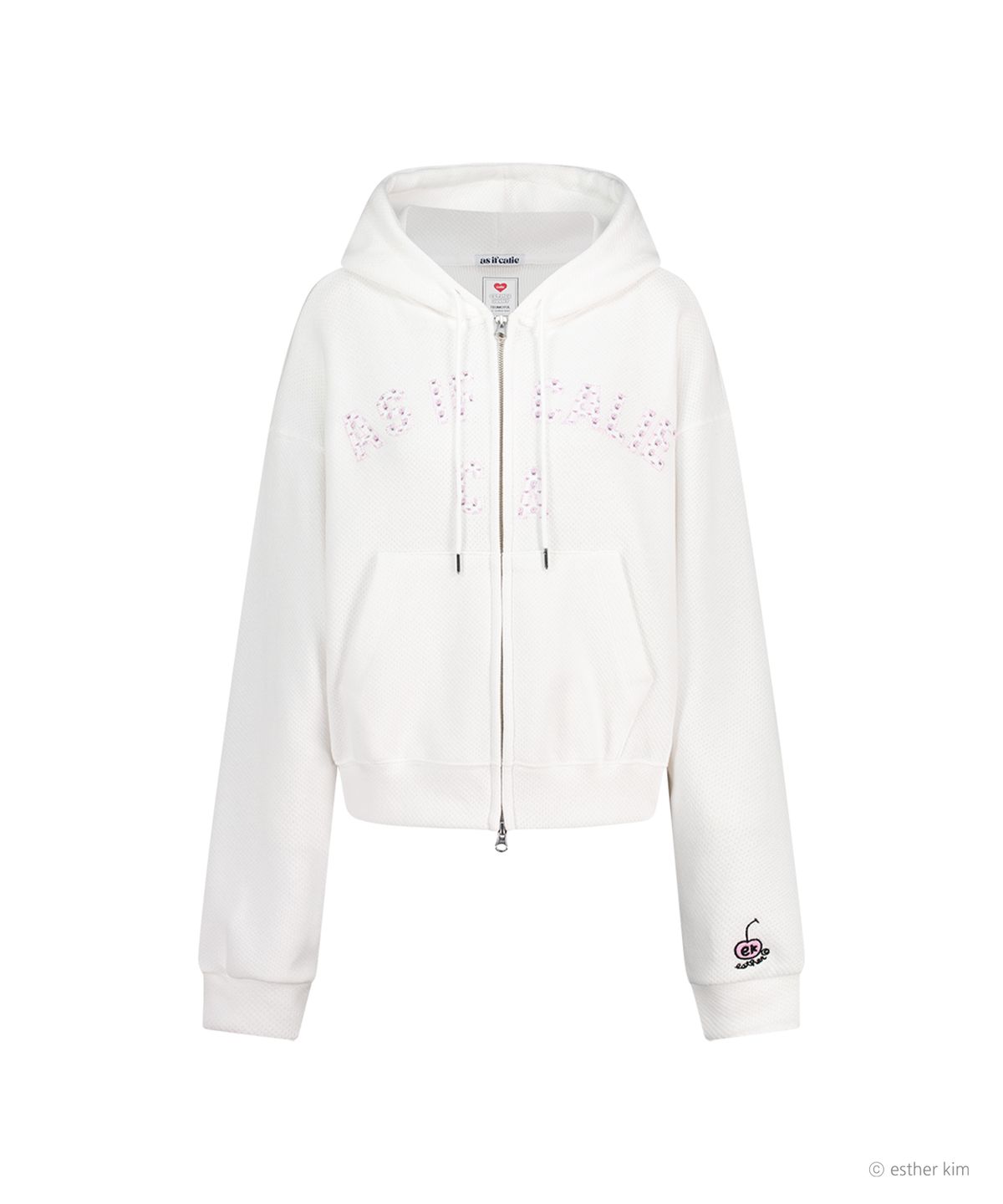 에즈이프 캘리(ASIF CALIE) ESTHER BUNNY X AS IF CALIE BUNNY PATTERN APPLIQUE HOOD ZIP UP WHITE