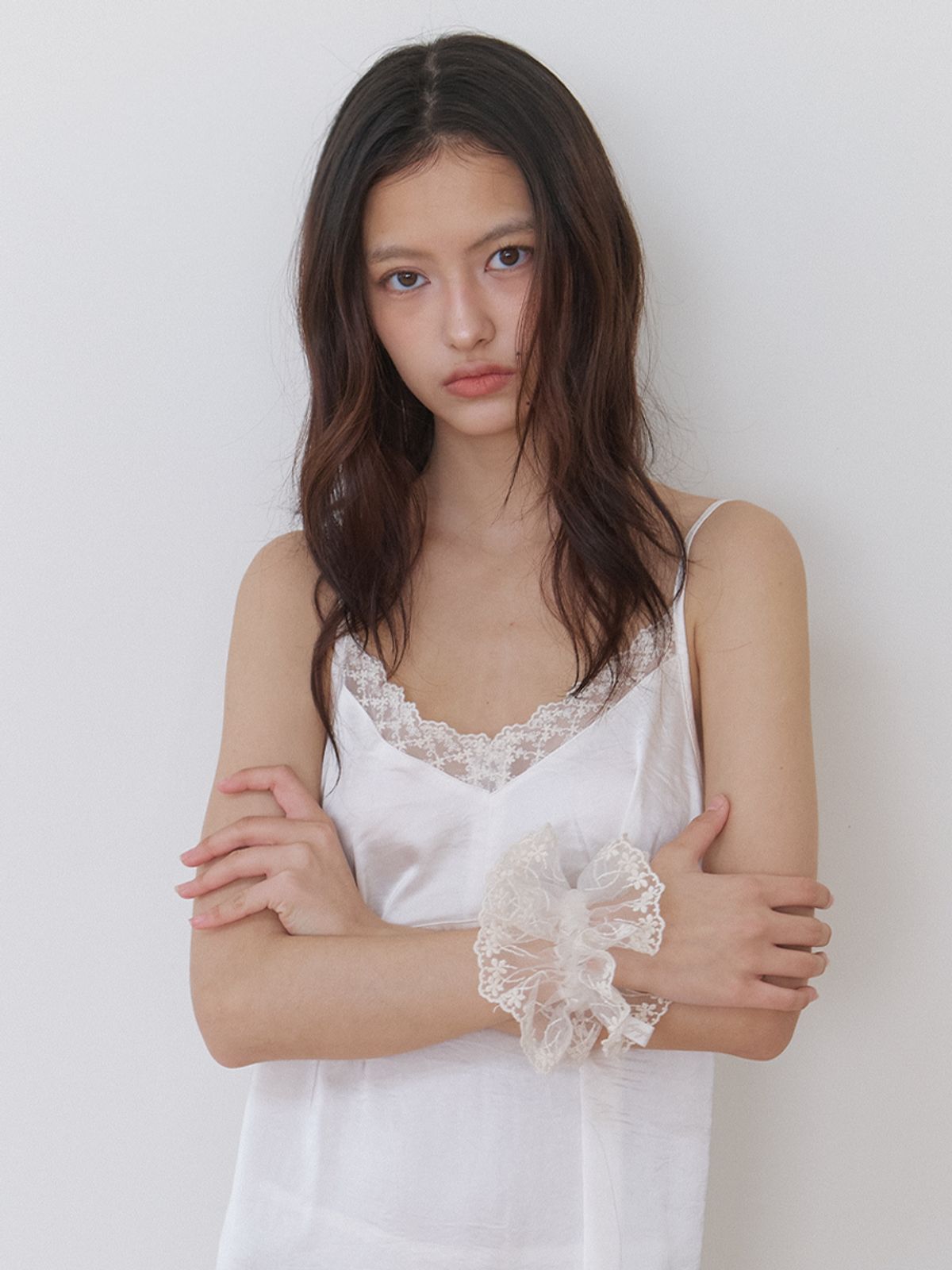 카인더베이비(KINDABABY) lace veil scrunchie - milk ivory