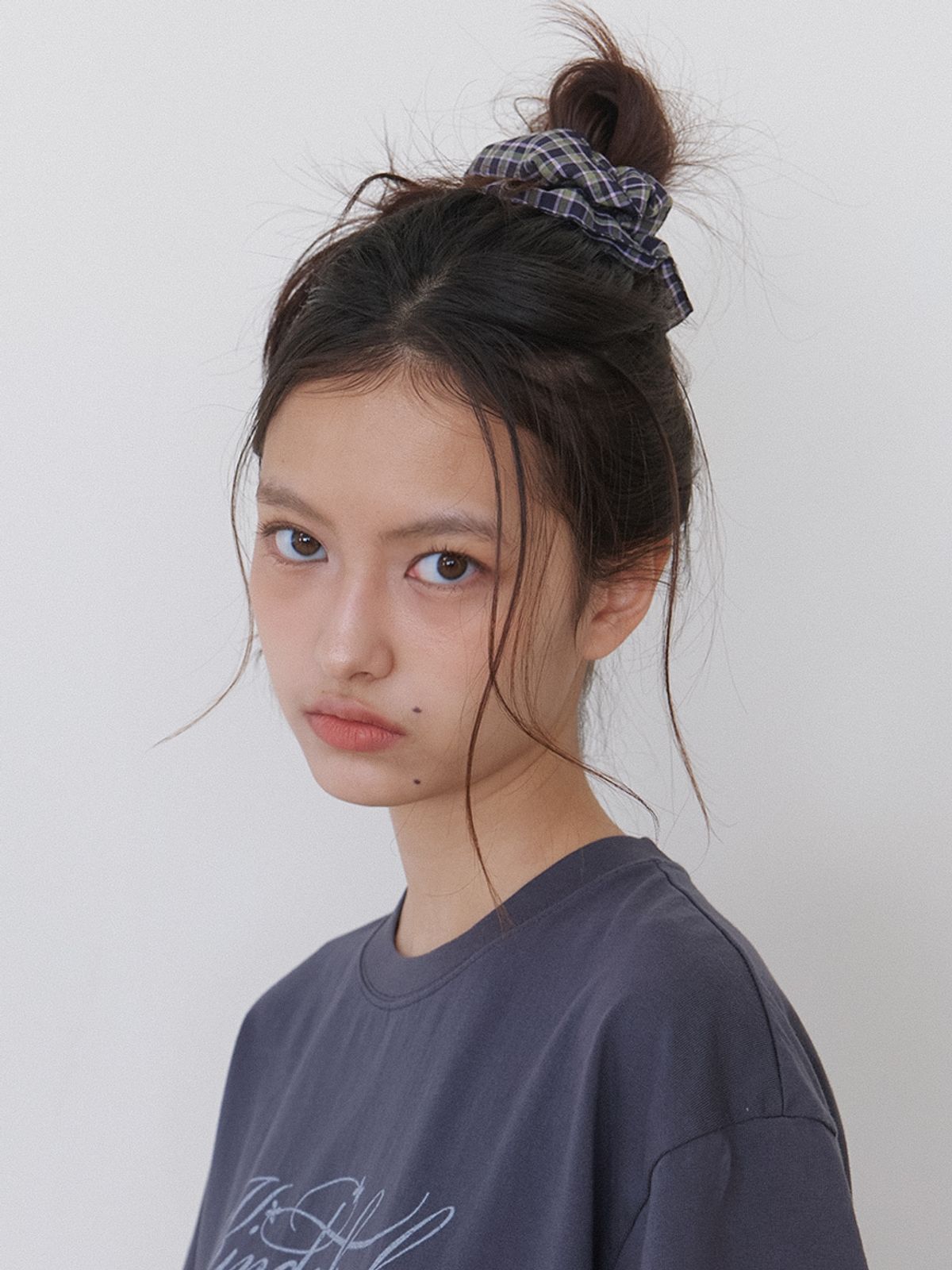 카인더베이비(KINDABABY) vintage check plaid scrunch - olive navy