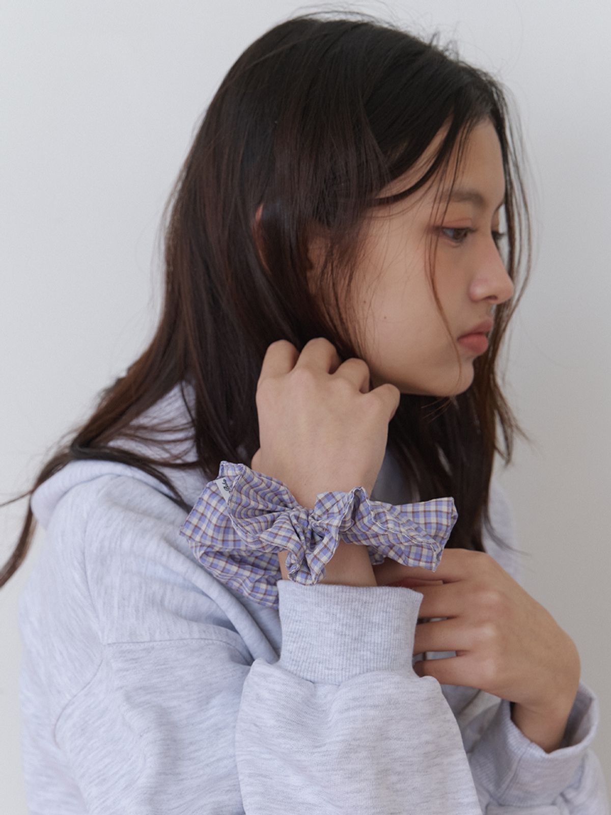 카인더베이비(KINDABABY) vintage check plaid scrunch - lavender blue