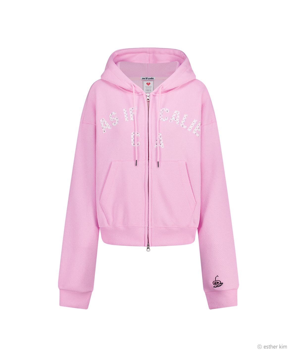 에즈이프 캘리(ASIF CALIE) ESTHER BUNNY X AS IF CALIE BUNNY PATTERN APPLIQUE HOOD ZIP UP PINK
