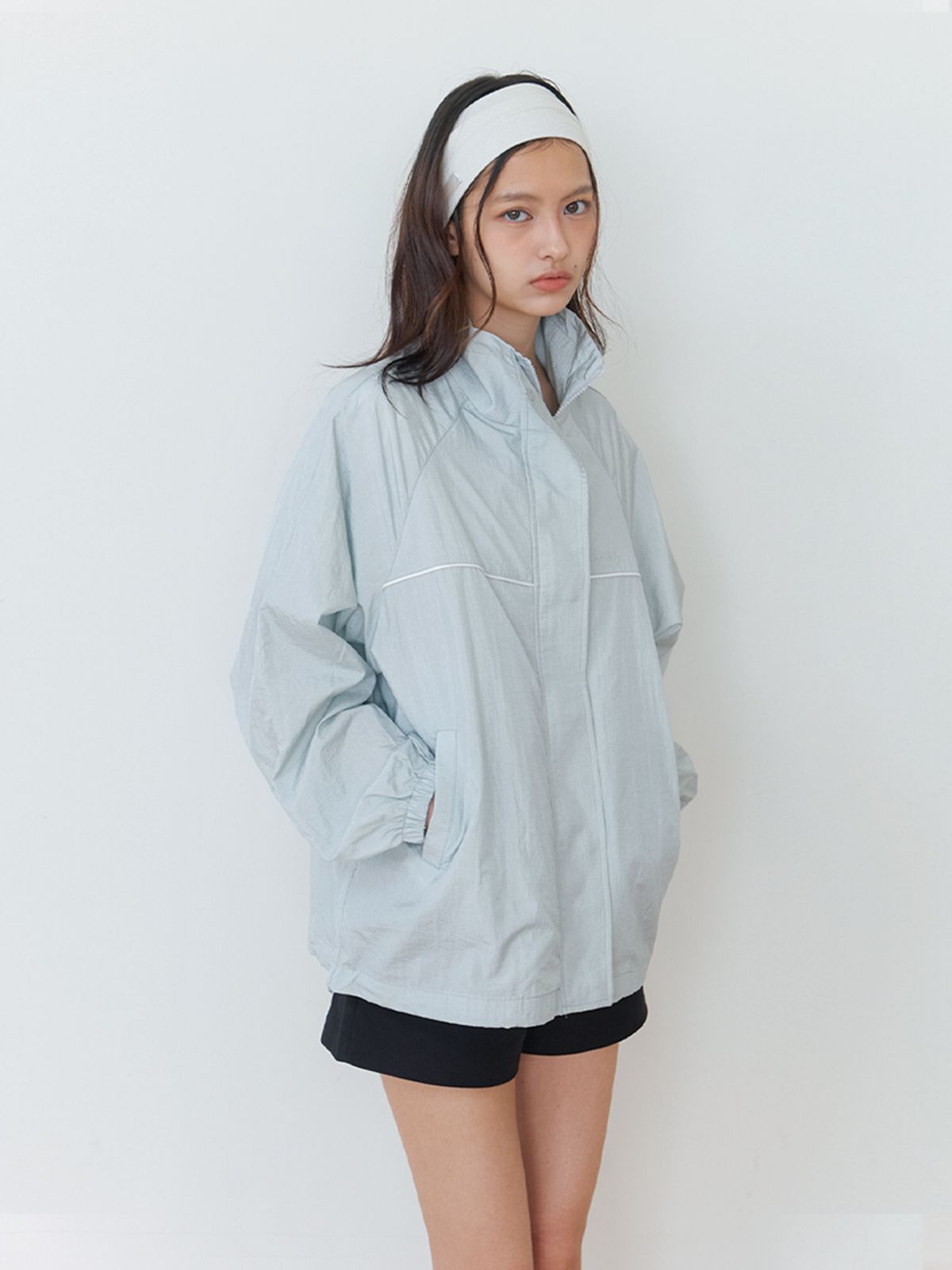 카인더베이비(KINDABABY) essential nylon wind jacket - misty blue gray