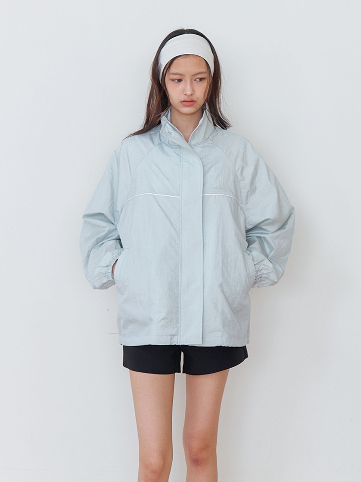 카인더베이비(KINDABABY) essential nylon wind jacket - misty blue gray