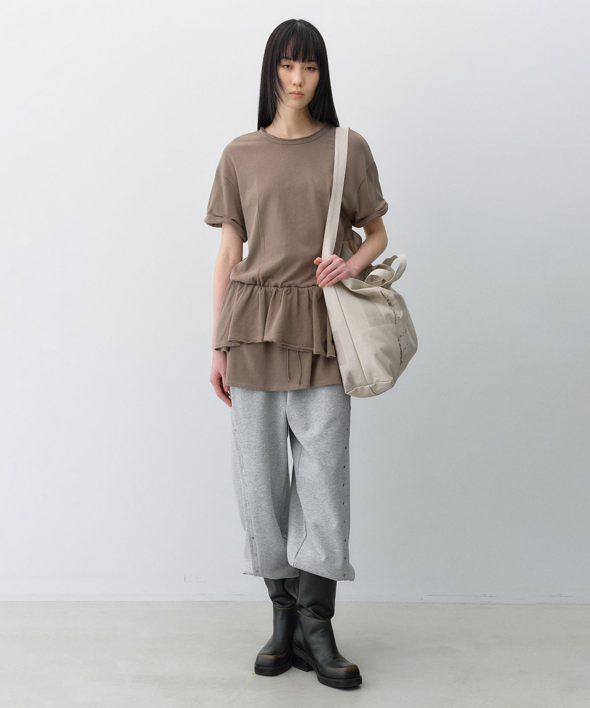 인사일런스 우먼(INSILENCE WOMEN) 린넨 코튼 레이어드 원피스 KHAKI BROWN