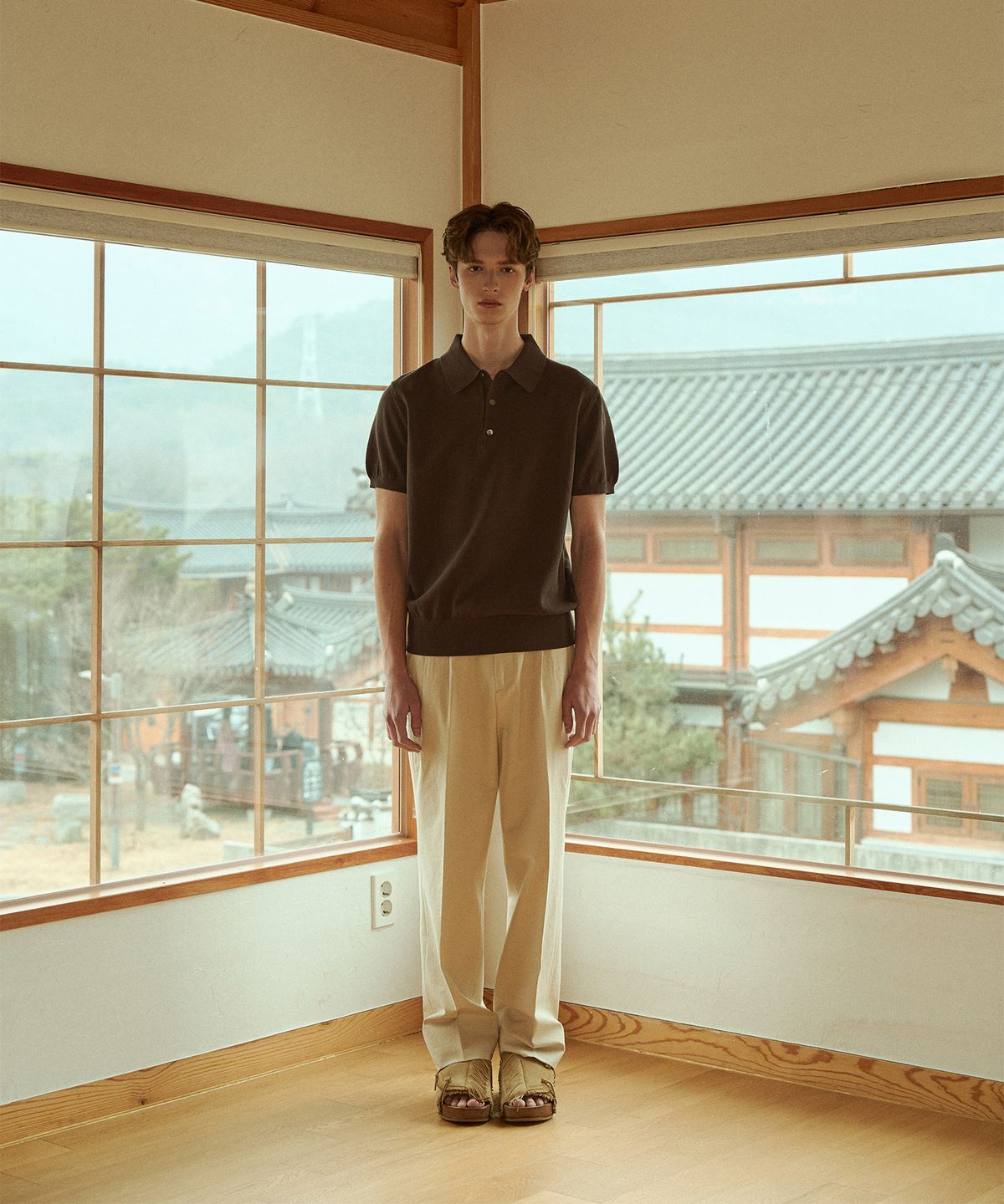 벨리프(BELLIEF) Essential Linen Cotton Twill Adjust 2-Pleated Relaxed Chino (Beige)