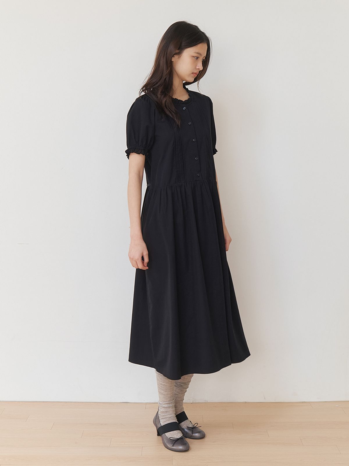 카인더베이비(KINDABABY) soft puff long dress - black