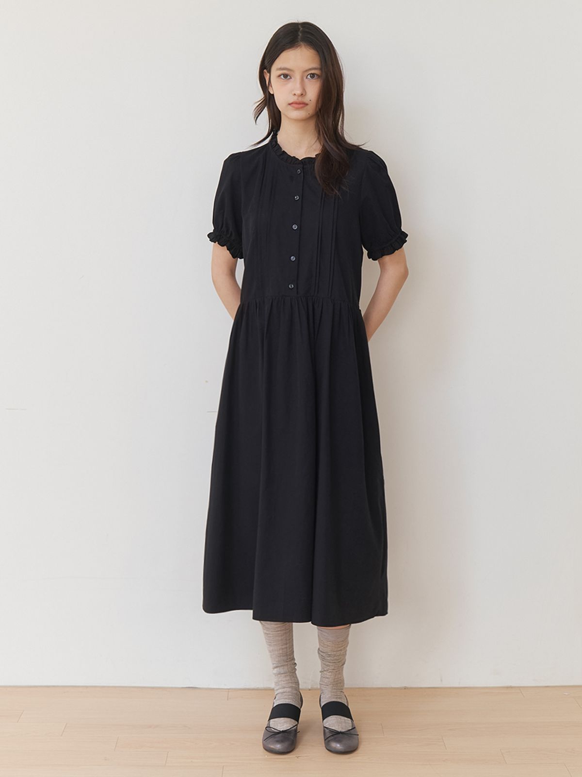 카인더베이비(KINDABABY) soft puff long dress - black
