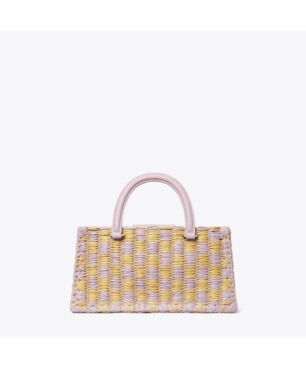 토리버치(TORYBURCH) 엘라 핸드 크로셰티드 체크 E/W 탑 핸들 - 페일 퍼플