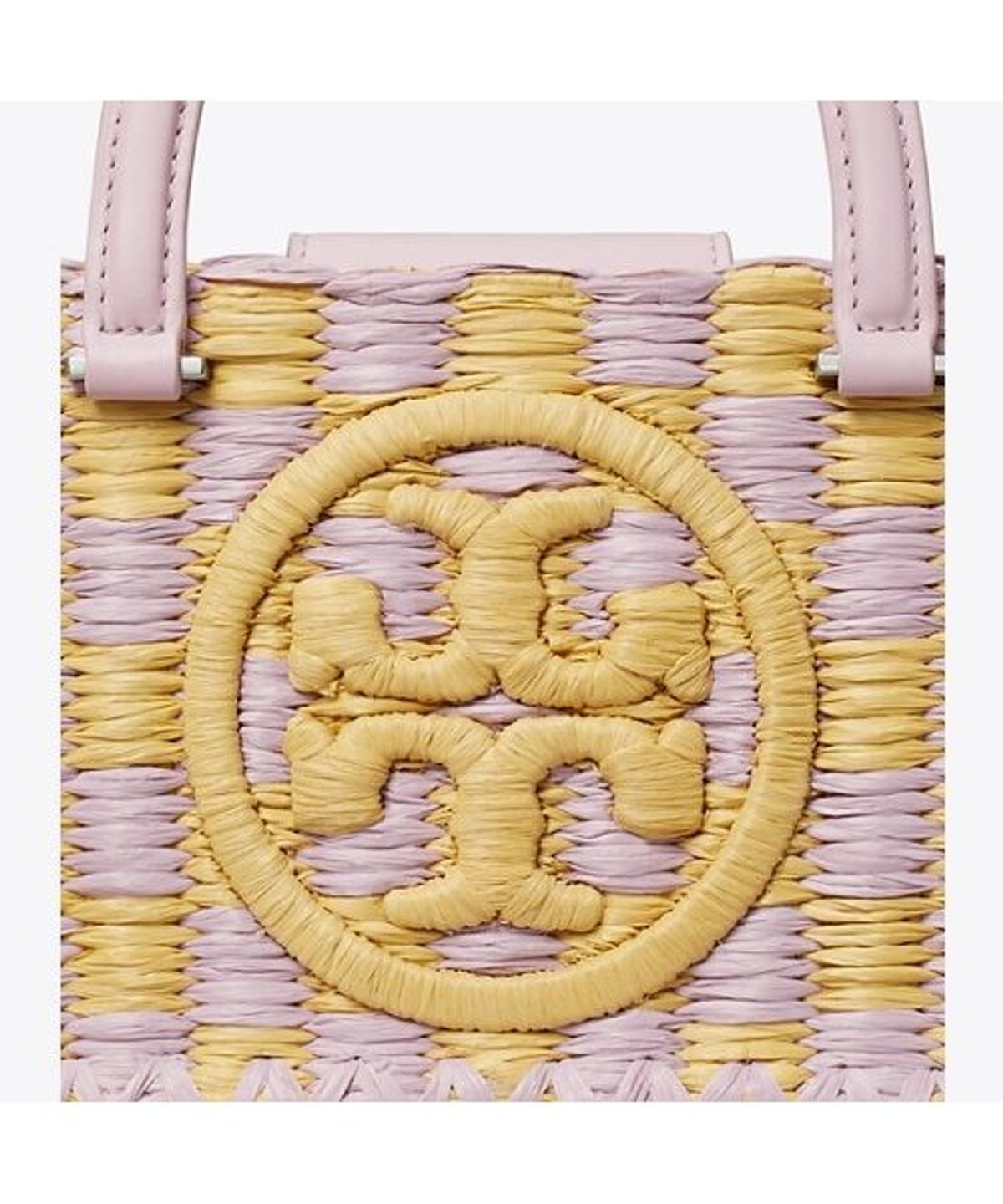 토리버치(TORYBURCH) 엘라 핸드 크로셰티드 체크 E/W 탑 핸들 - 페일 퍼플