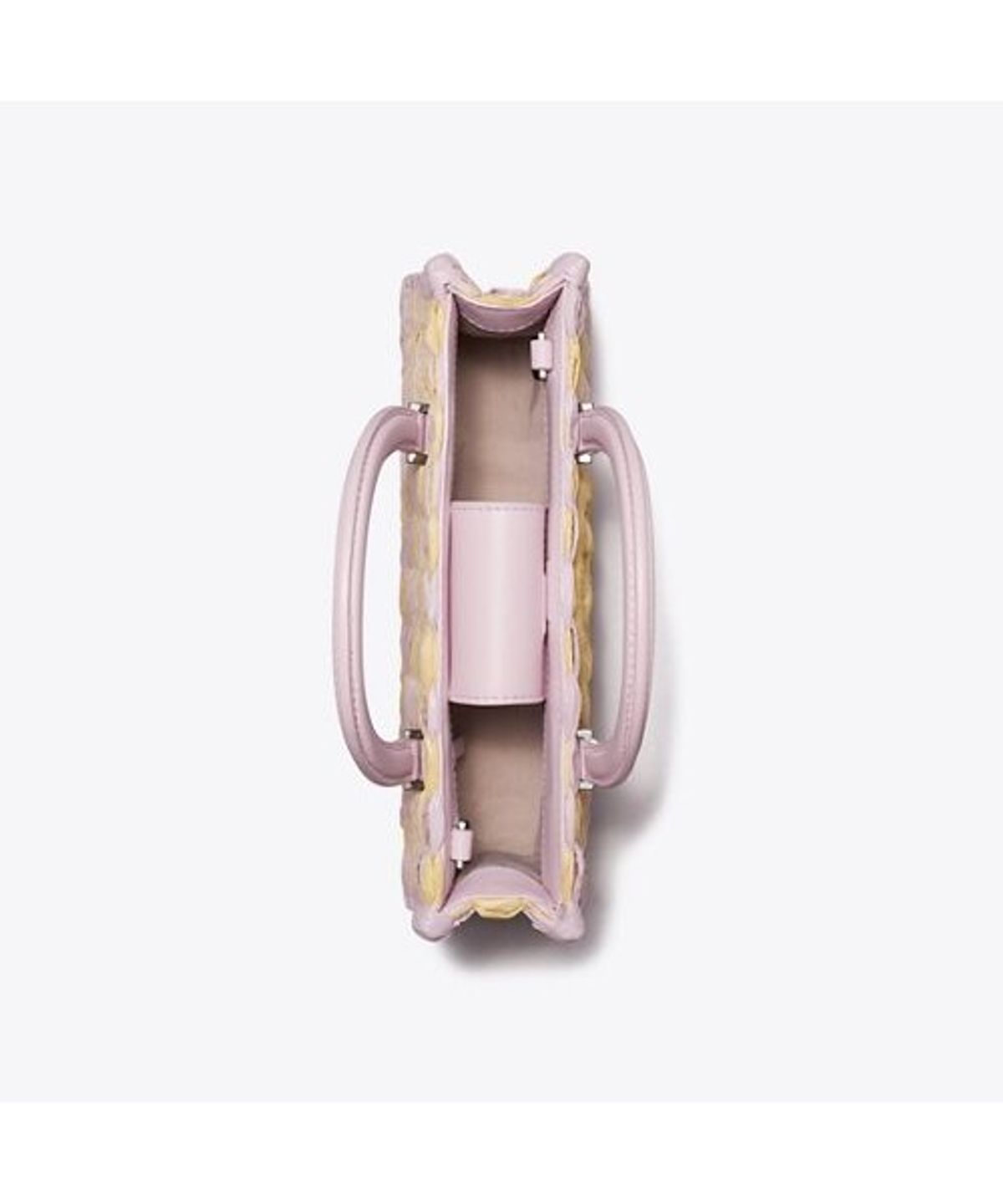 토리버치(TORYBURCH) 엘라 핸드 크로셰티드 체크 E/W 탑 핸들 - 페일 퍼플