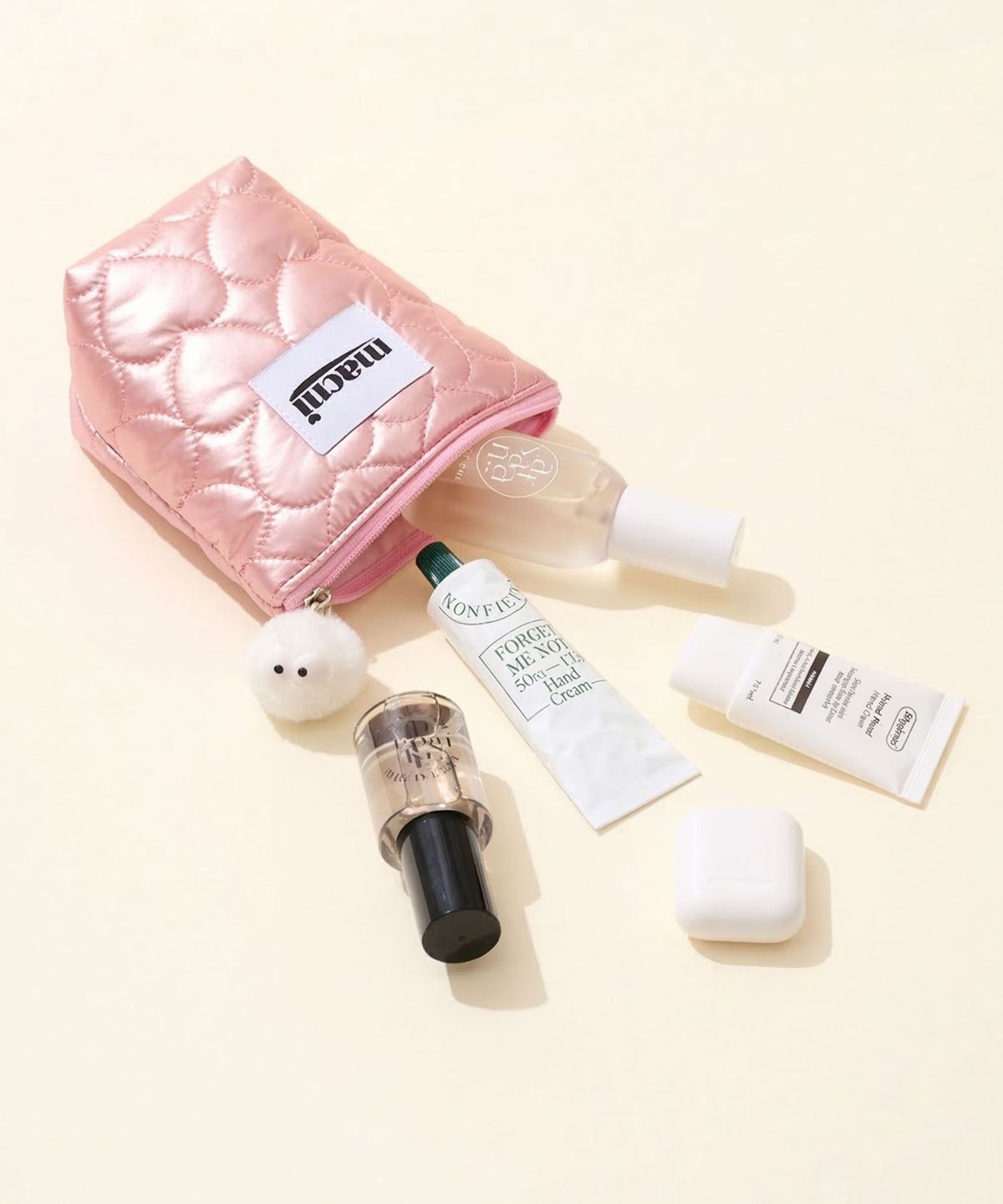 마크니(MACNI) HEART QUILTING STANDY POUCH PINK