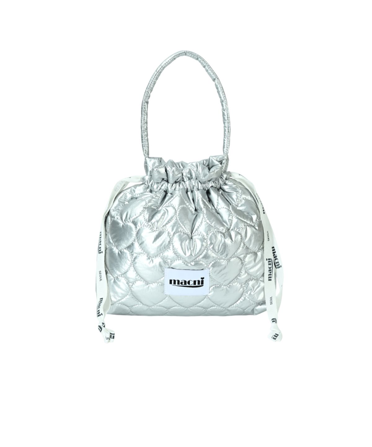 마크니(MACNI) HEART QUILTING STRING POUCH BAG SILVER