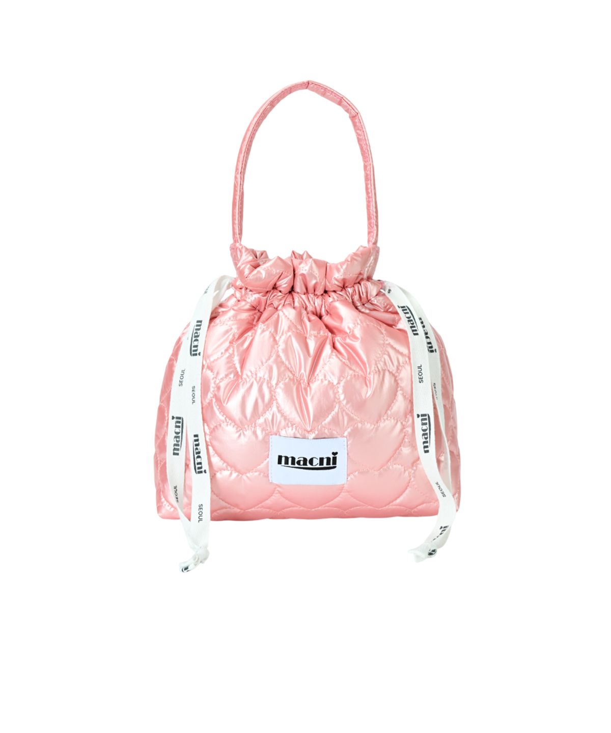 마크니(MACNI) HEART QUILTING STRING POUCH BAG PINK