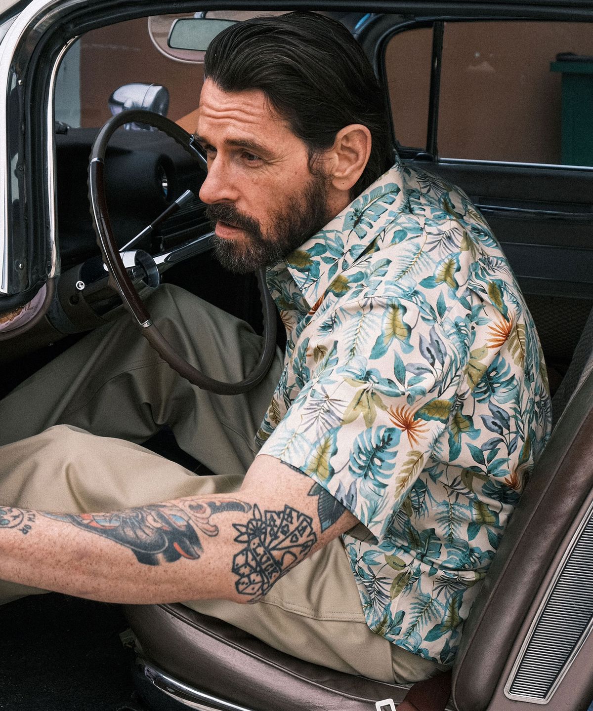 비디알(VDR) BUTTON-UP HAWAIIAN SHIRT [Light Beige]