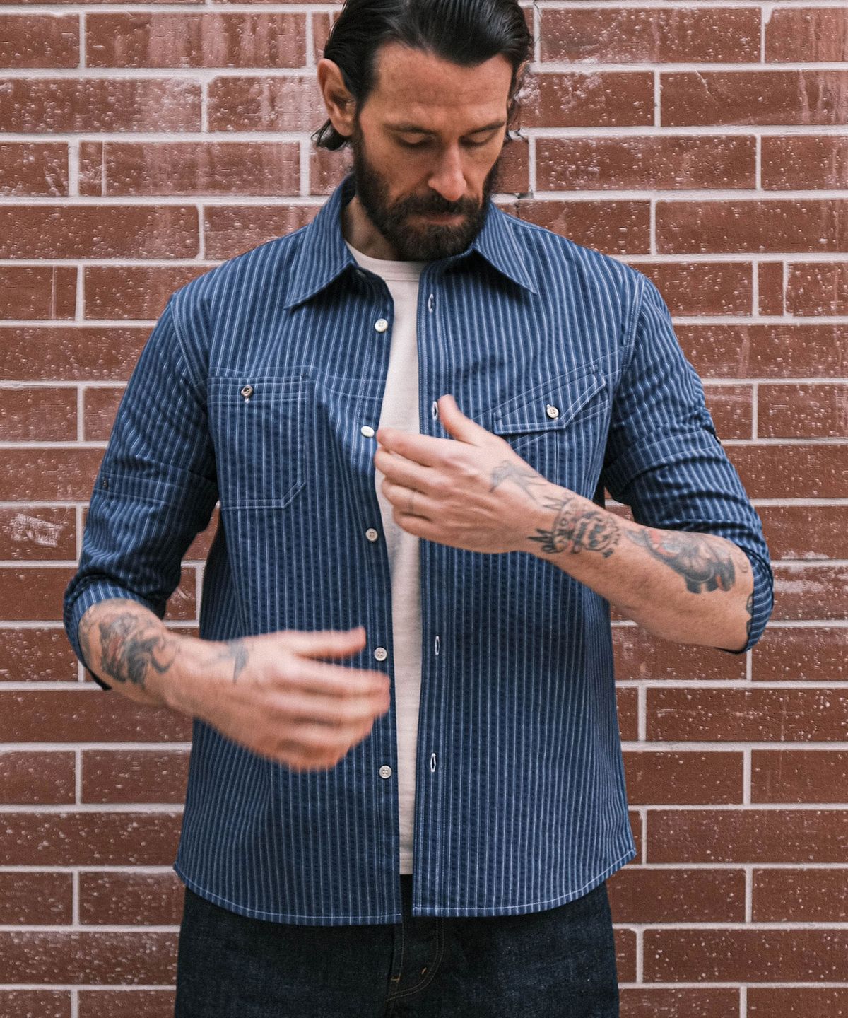 비디알(VDR) OLD SHUTTLE WORK SHIRT [Indigo]