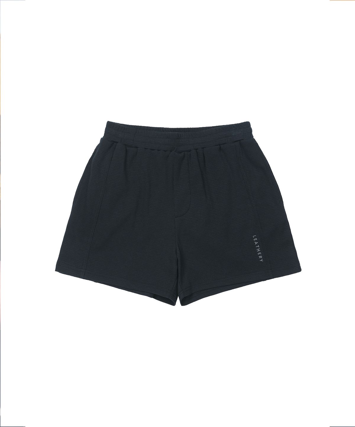 레더리(LEATHERY) 엠브로이더리 와플 밴딩 쇼츠 [NAVY]