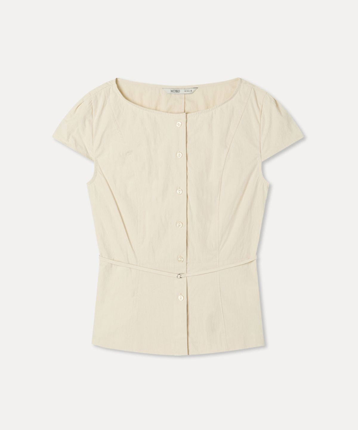 미쏘(MIXXO) 보트넥 벨티드 블라우스_MIWBWG511B