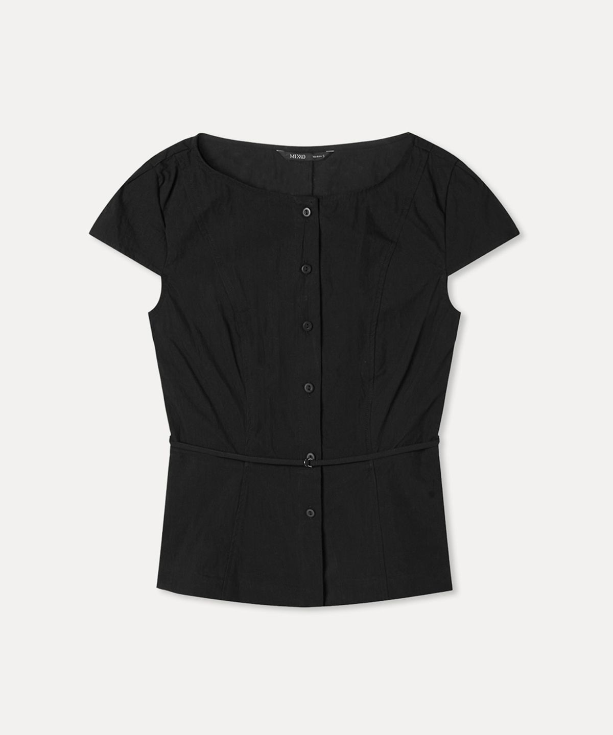 미쏘(MIXXO) 보트넥 벨티드 블라우스_MIWBWG511B