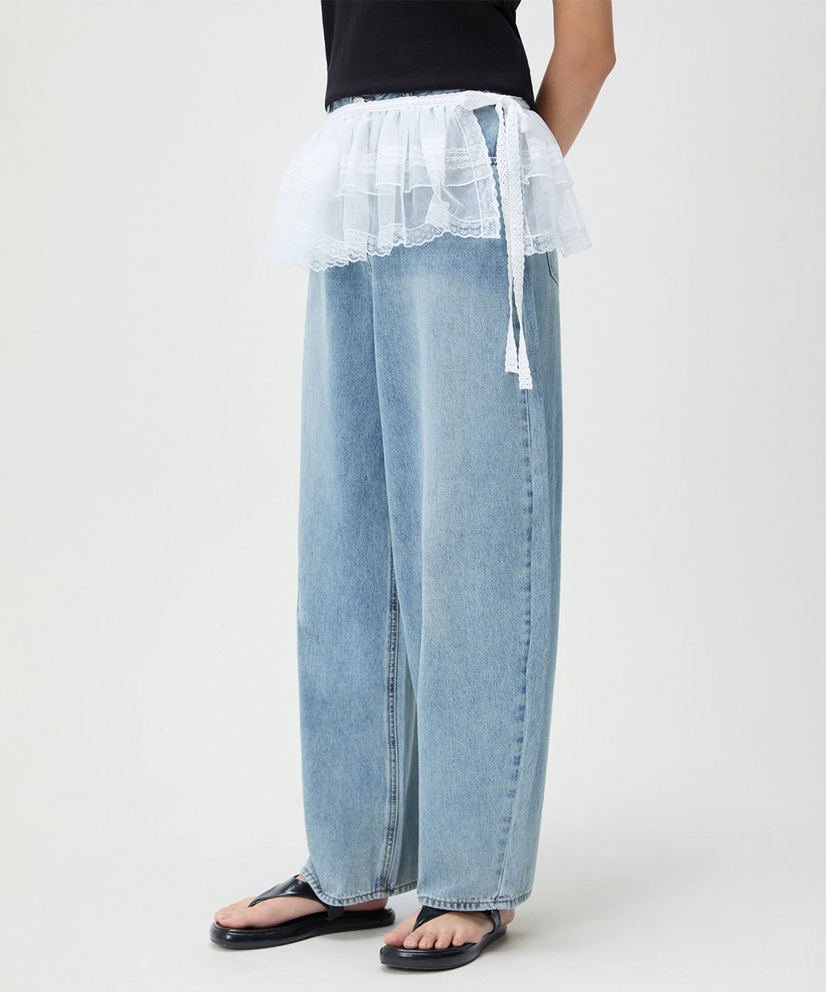 미쏘(MIXXO) 레이스 레이어드 미니스커트_MIWWHG57TS